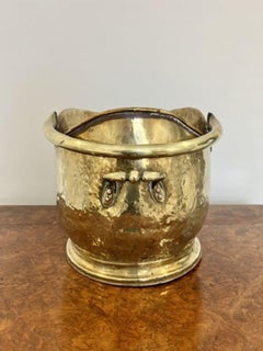 Antique Victorian quality brass helmet coal scuttle