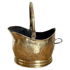 Antique Victorian quality brass helmet coal scuttle