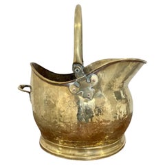 Antique Victorian quality brass helmet coal scuttle