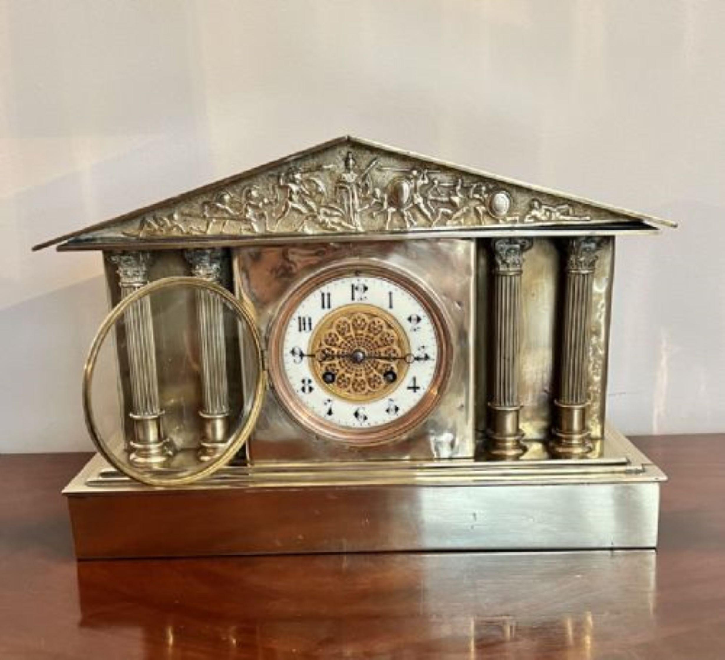 19th Century Antique Victorian quality brass mantle clock