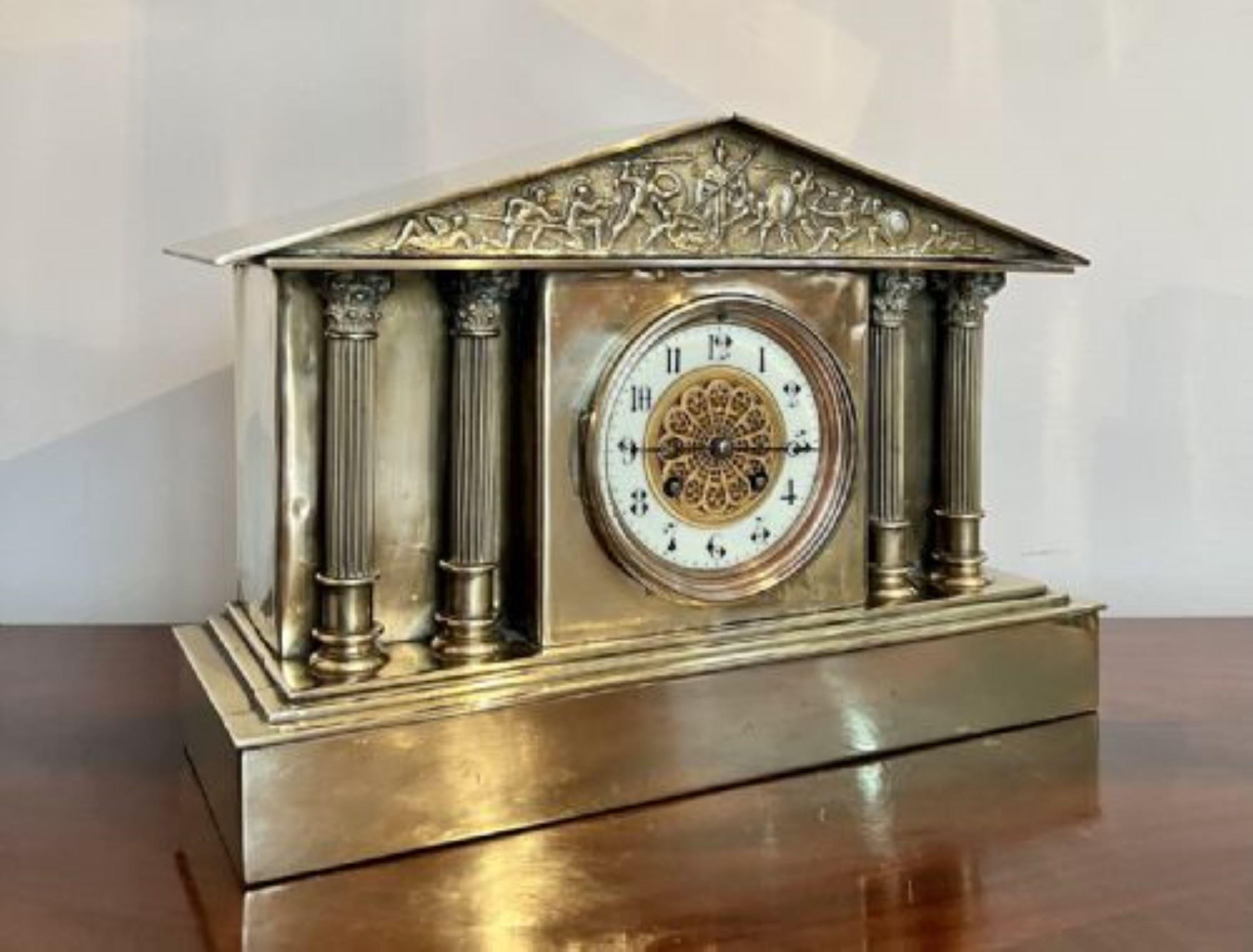 Brass Antique Victorian quality brass mantle clock