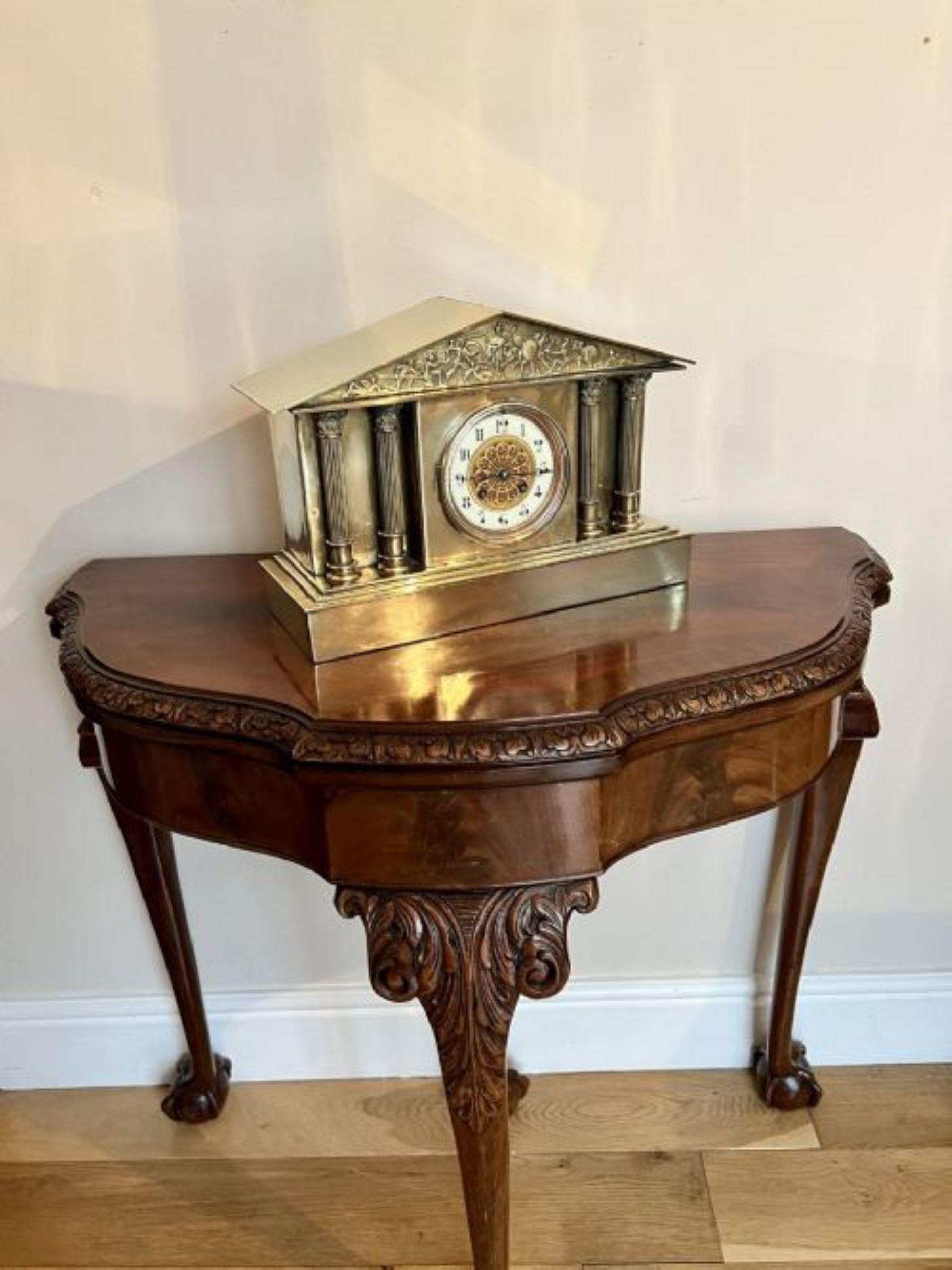 Antique Victorian quality brass mantle clock 1