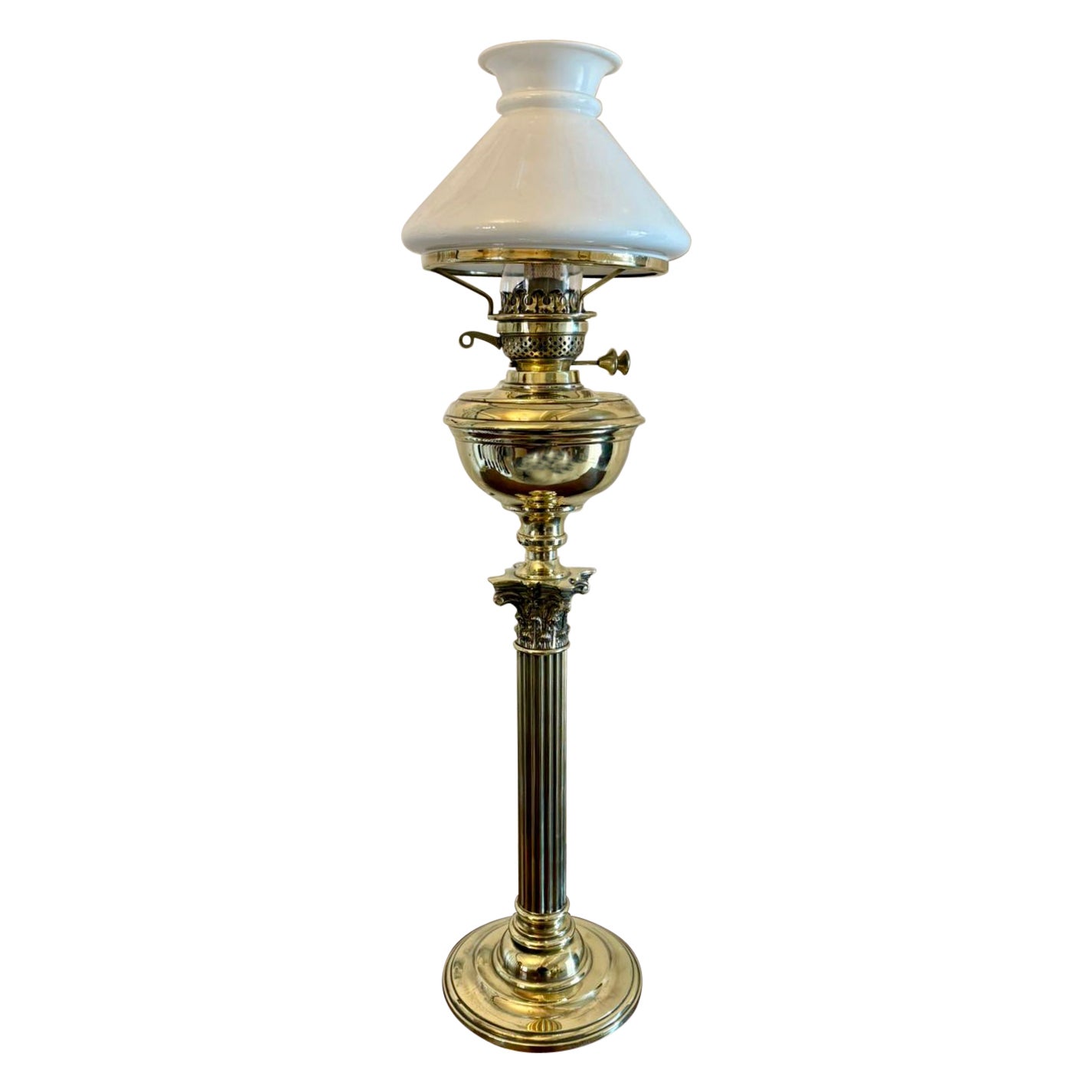 Antique Victorian Quality Brass Oil Lamp