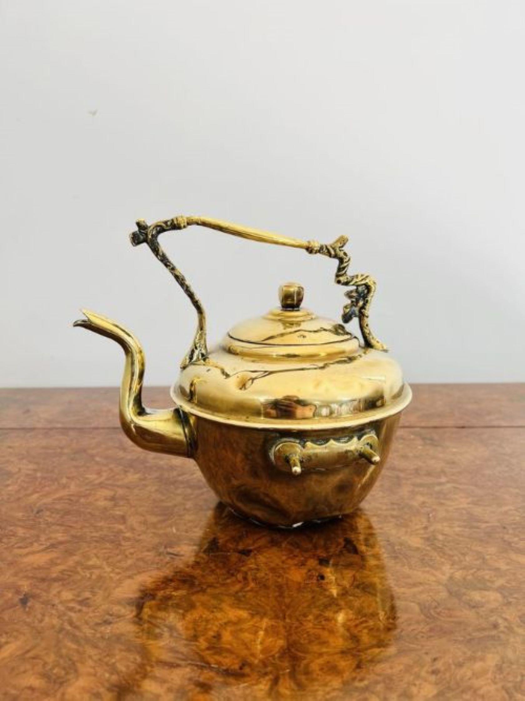 19th Century Antique Victorian quality brass spirit kettle and stand  For Sale