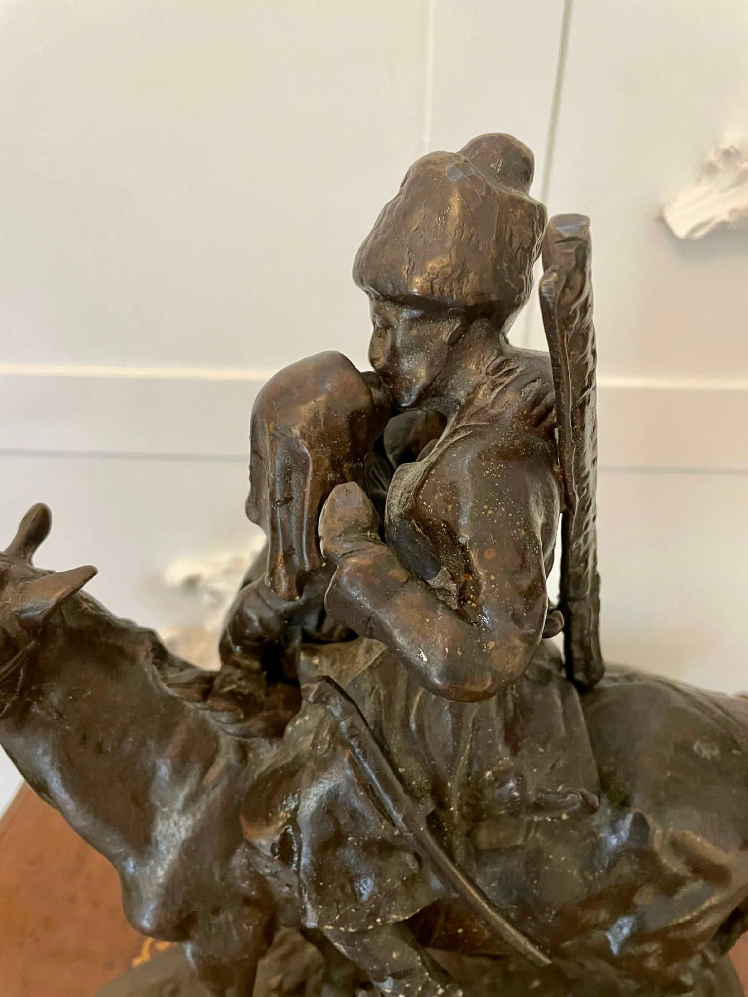 Antique Victorian Quality Bronze Figure of a Cossack on Horseback For Sale 1