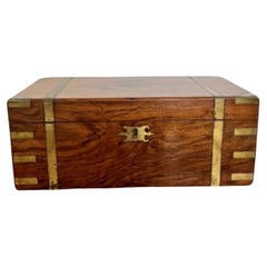 Antique Victorian quality burr walnut and brass bound writing box