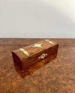 Antique Victorian quality burr walnut and brass mounted glove box