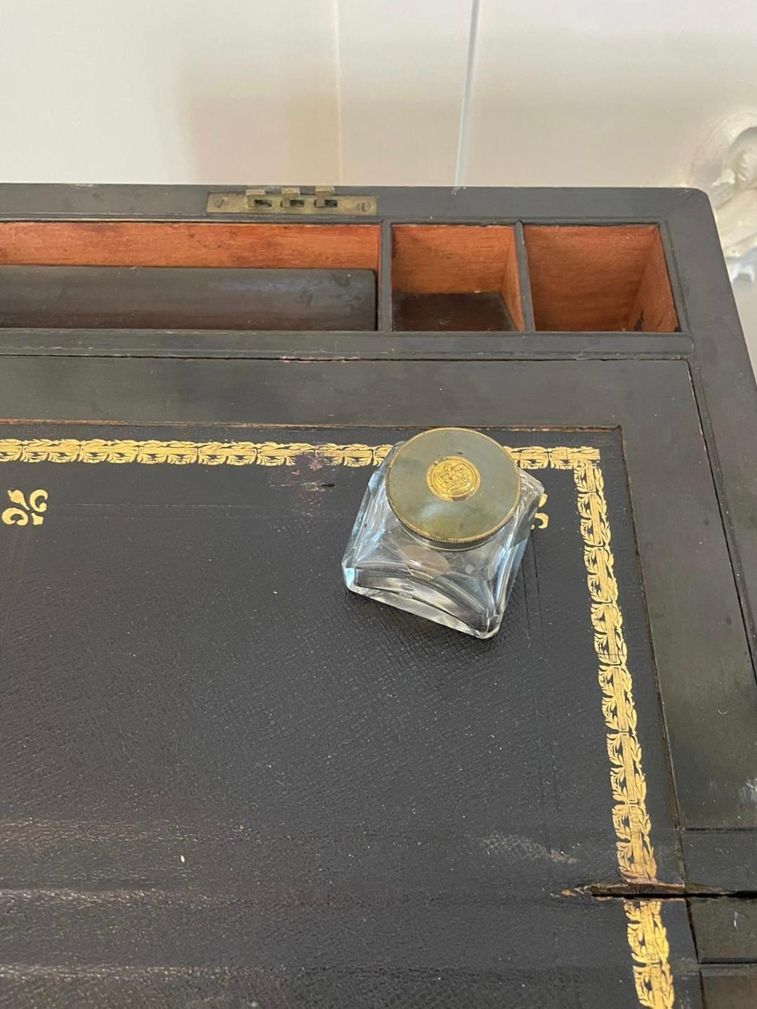 Antique Victorian Quality Burr Walnut Brass Bound Writing Box For Sale 2