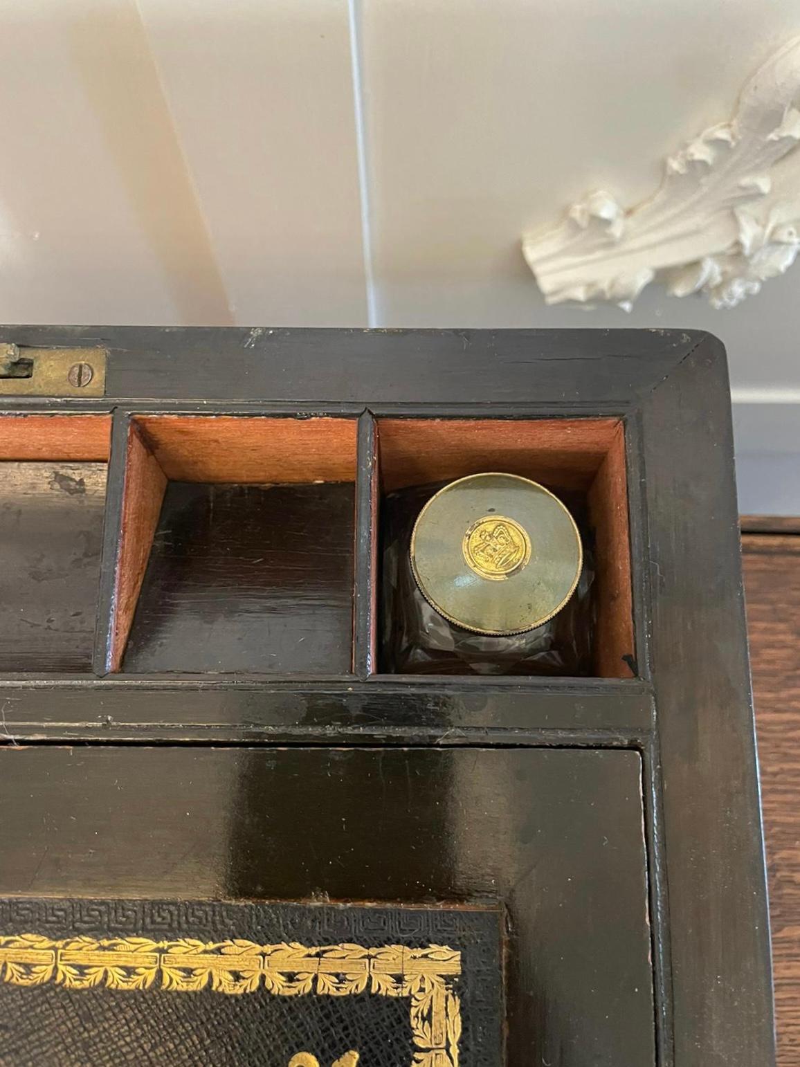Antique Victorian Quality Burr Walnut Brass Bound Writing Box For Sale 3