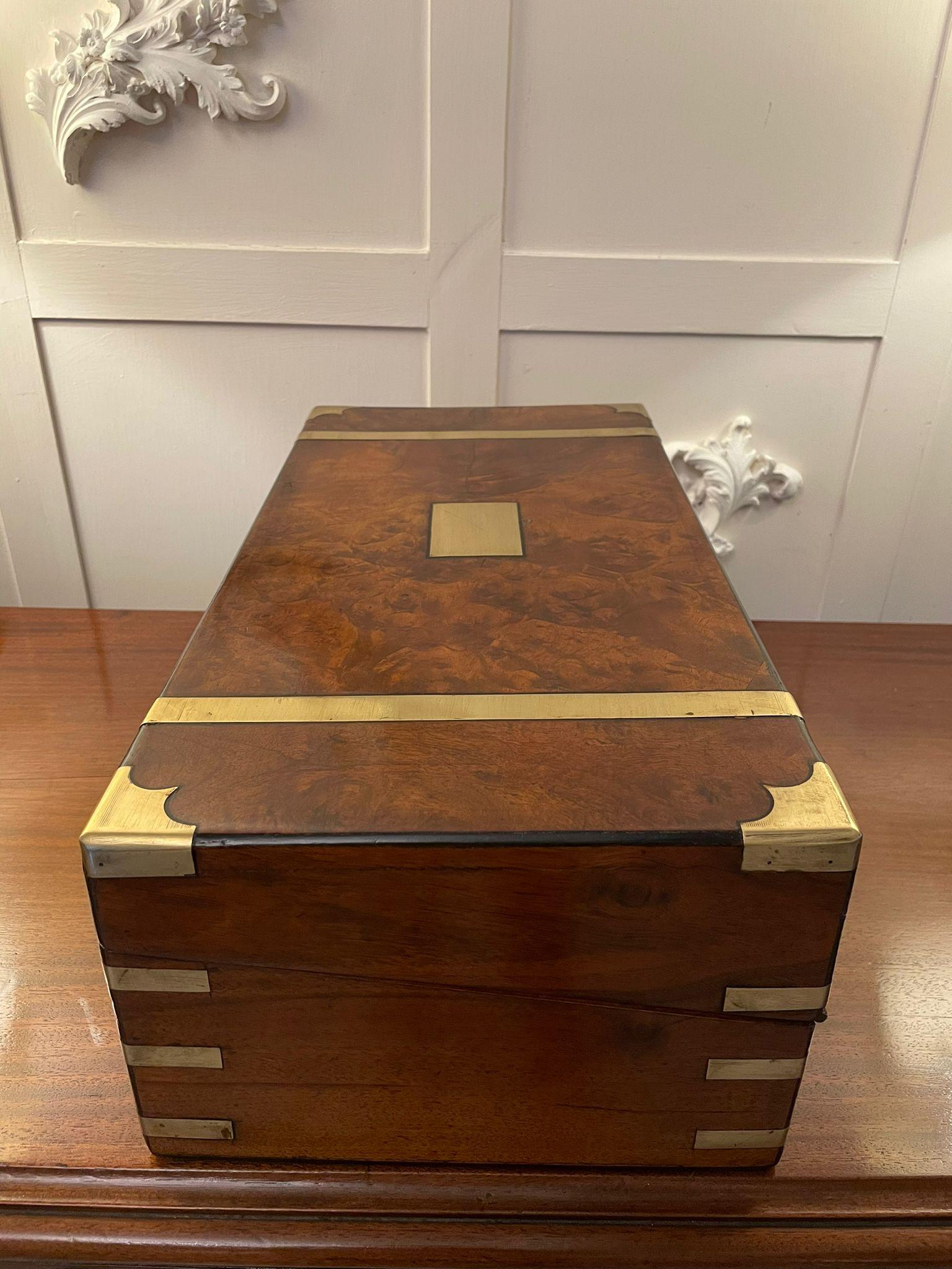 Antique Victorian Quality Burr Walnut Brass Bound Writing Box 13