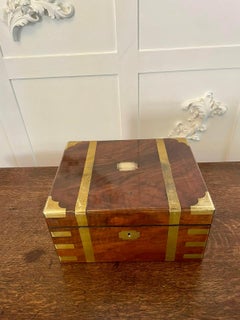 Antique Victorian Quality Burr Walnut Brass Bound Writing Box