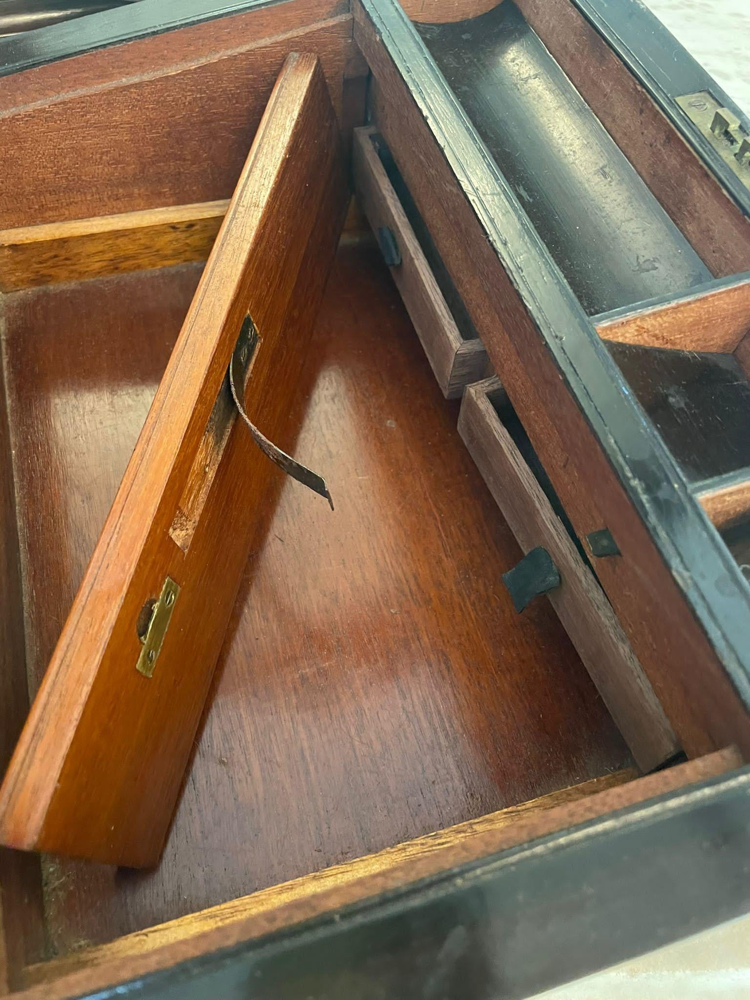 English Antique Victorian Quality Burr Walnut Brass Bound Writing Box For Sale