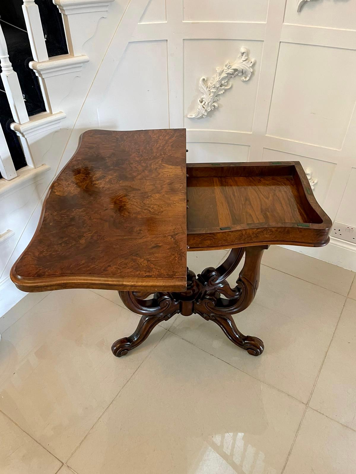 English Antique Victorian Quality Burr Walnut Card/Side Table For Sale