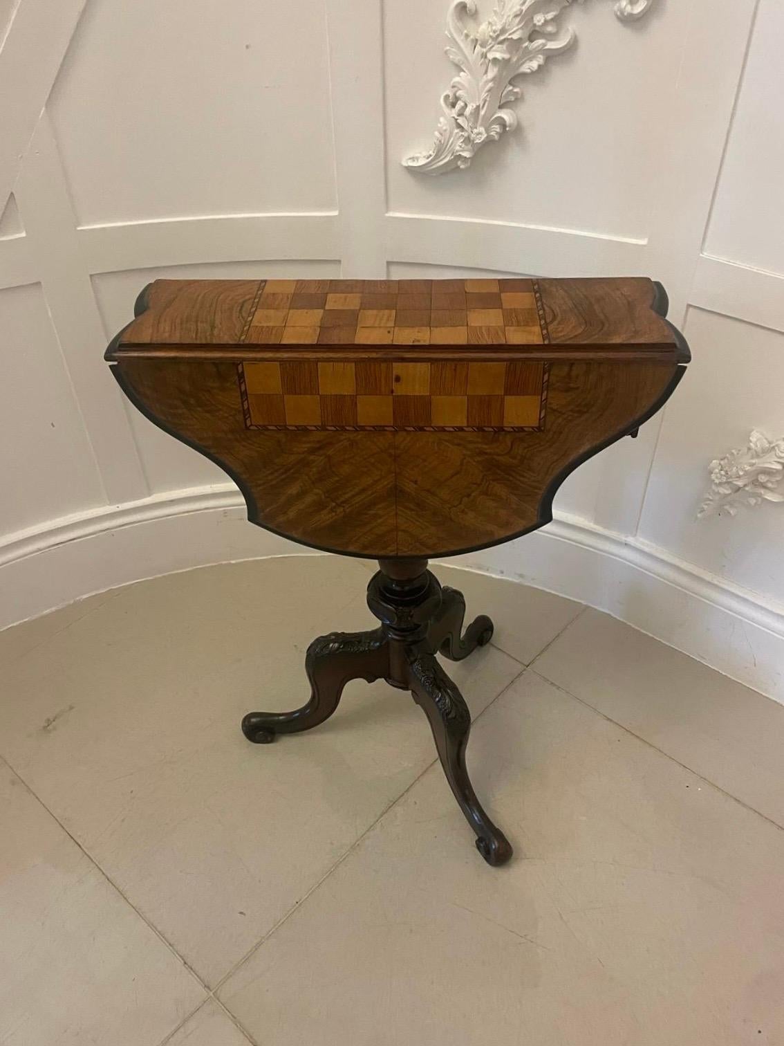 English Antique Victorian Quality Burr Walnut Chess Table  For Sale
