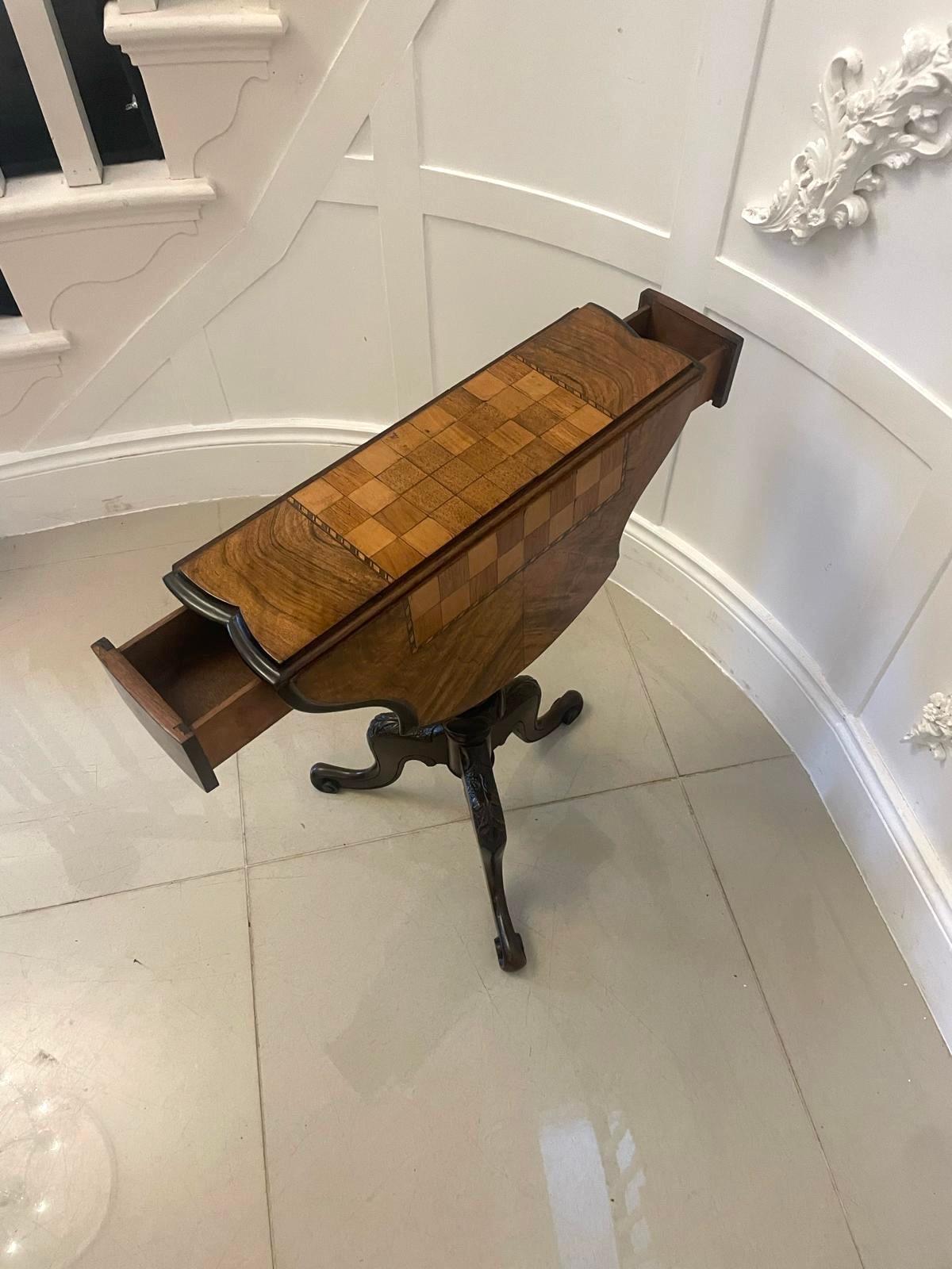 Antique Victorian Quality Burr Walnut Chess Table  For Sale 1