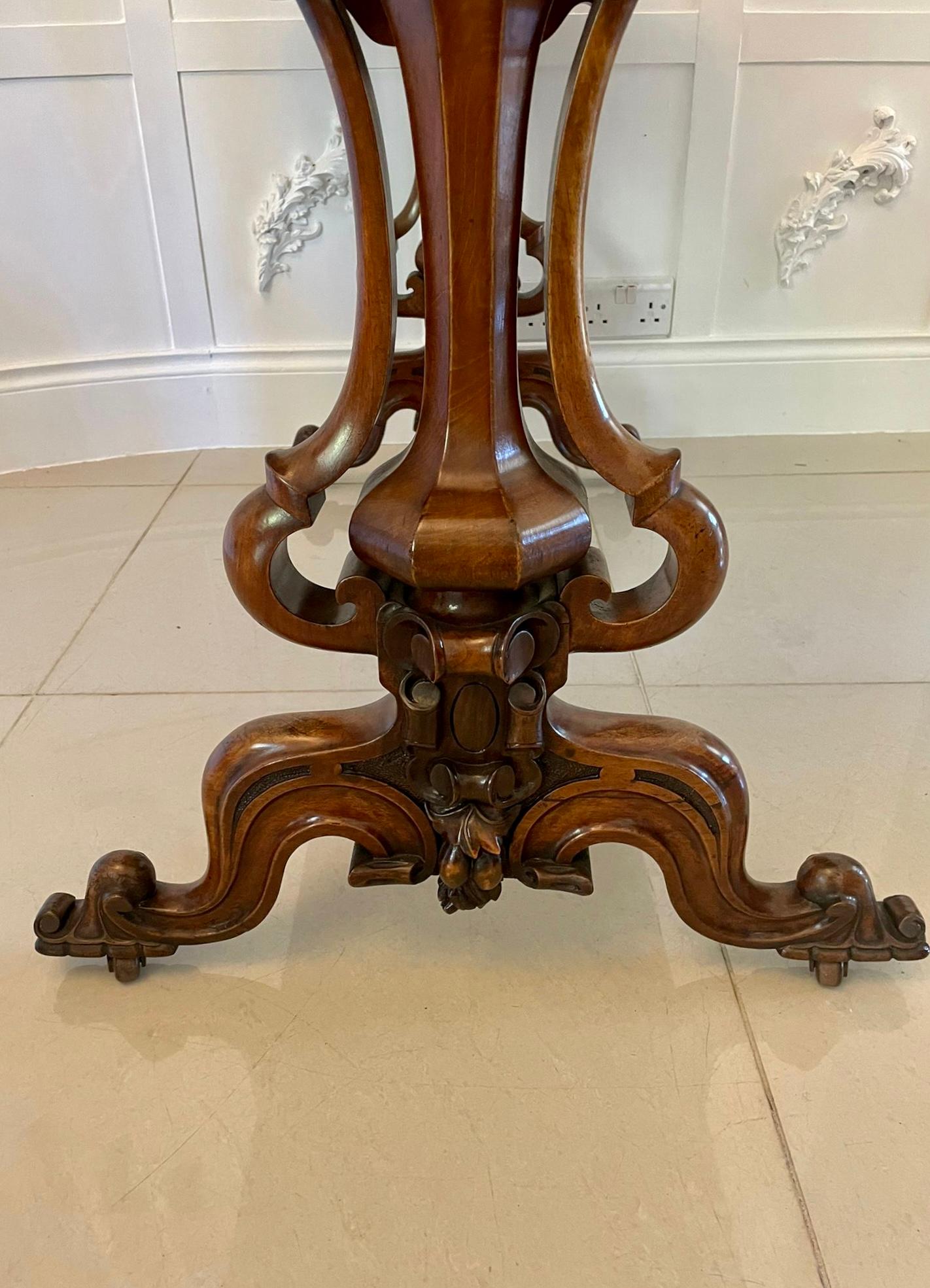 Antique Victorian Quality Burr Walnut Freestanding Centre Table For Sale 12