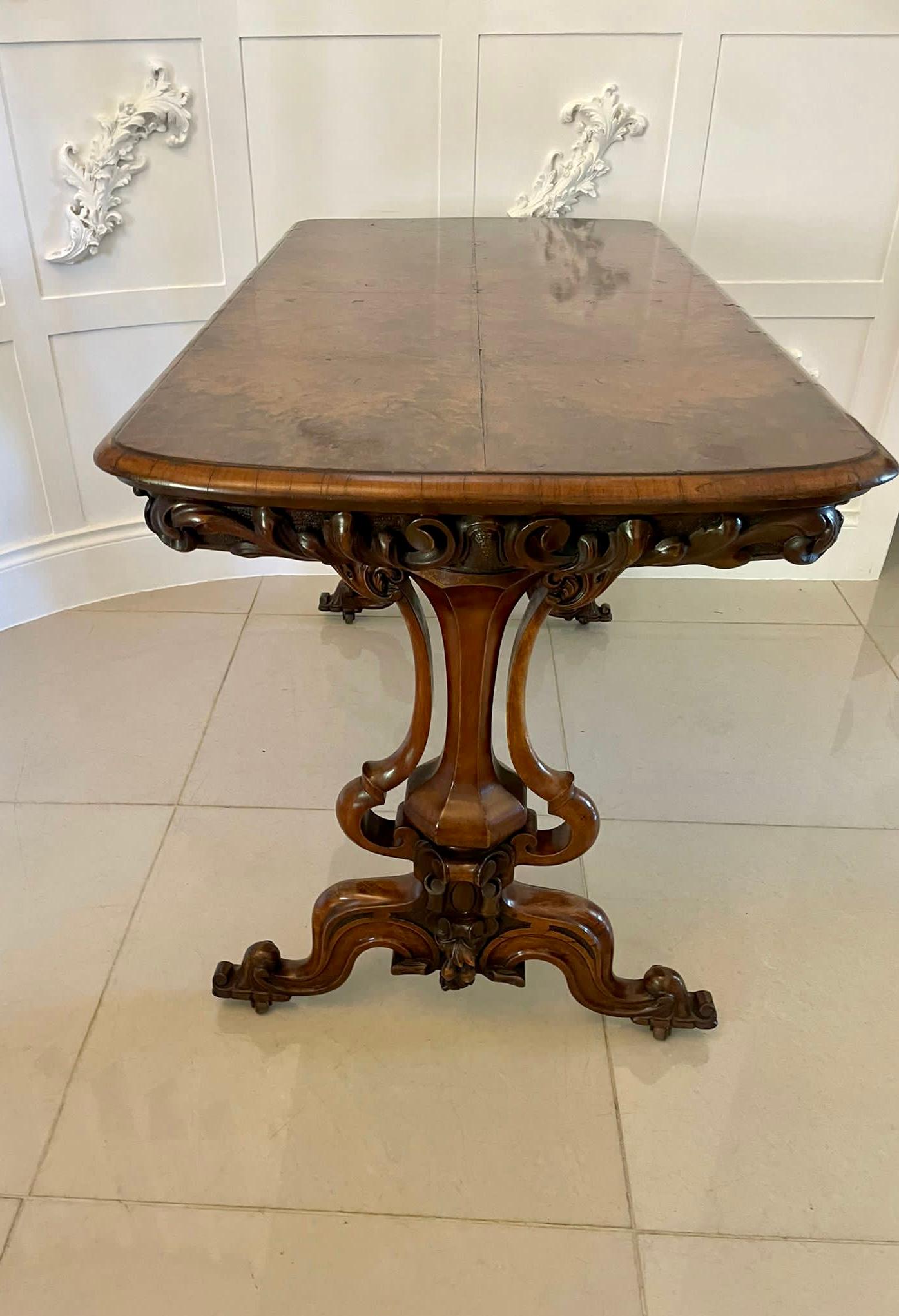 Antique Victorian Quality Burr Walnut Freestanding Centre Table For Sale 1