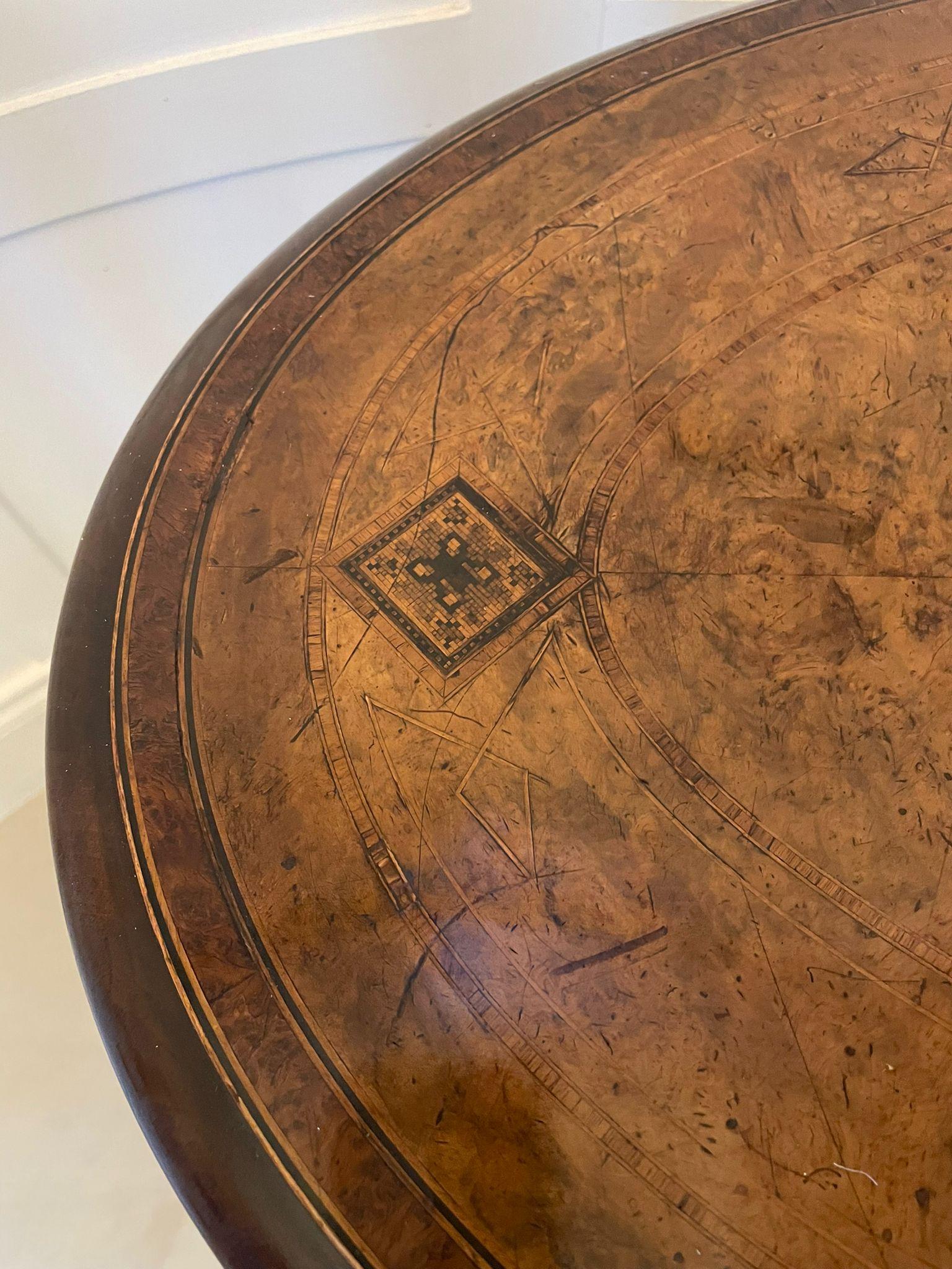 Antique Victorian Quality Burr Walnut Inlaid Oval Centre Table 6