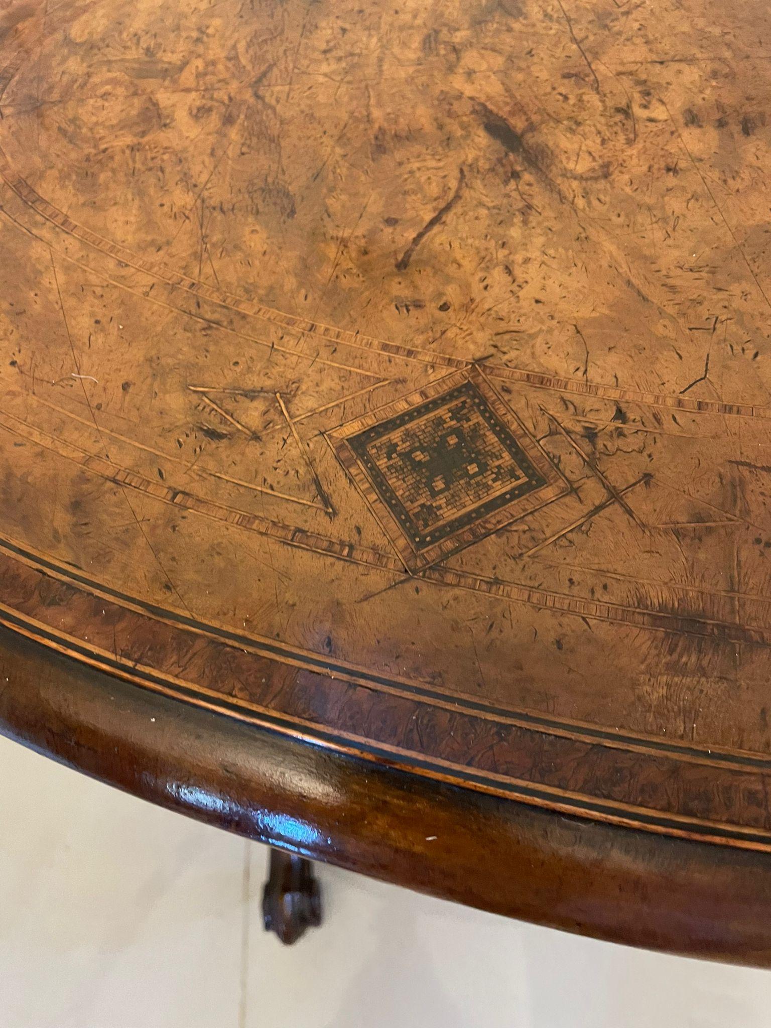 Antique Victorian Quality Burr Walnut Inlaid Oval Centre Table 9