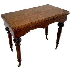 Antique Victorian Quality Burr Walnut Inlaid Freestanding Card/Side Table