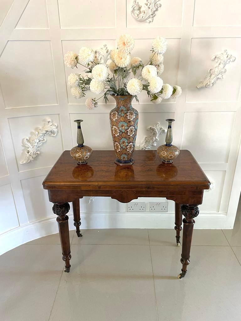 Antique Victorian Quality Burr Walnut Inlaid Freestanding Card/Side Table For Sale 4