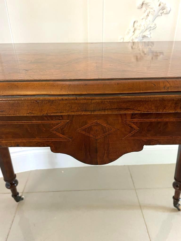 Antique Victorian Quality Burr Walnut Inlaid Freestanding Card/Side Table For Sale 6