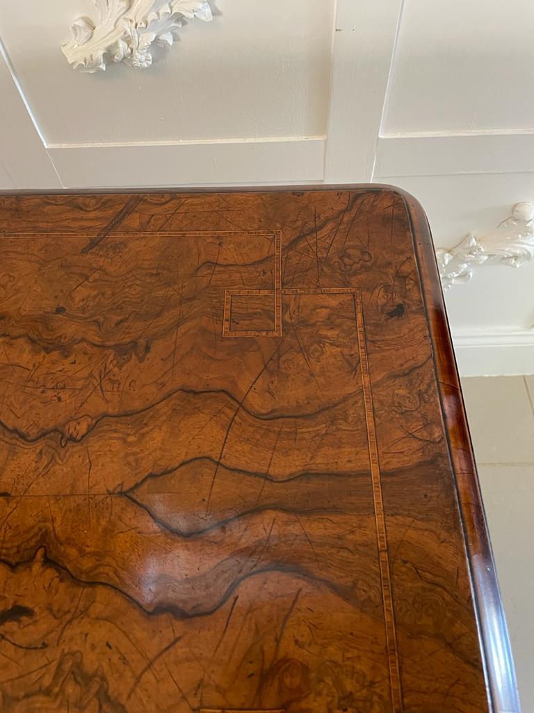 Inlay Antique Victorian Quality Burr Walnut Inlaid Freestanding Card/Side Table For Sale