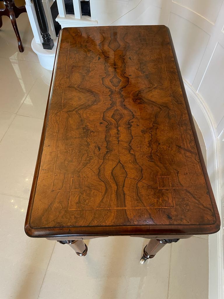 Antique Victorian Quality Burr Walnut Inlaid Freestanding Card/Side Table For Sale 1