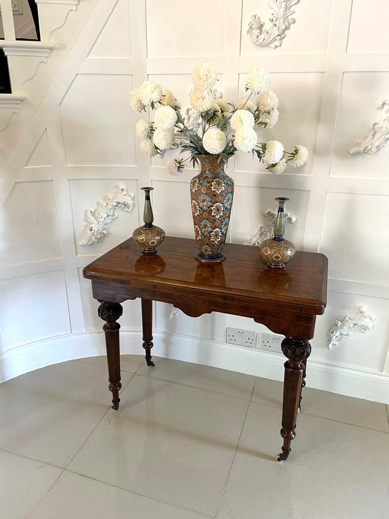 Antique Victorian Quality Burr Walnut Inlaid Freestanding Card/Side Table For Sale 2