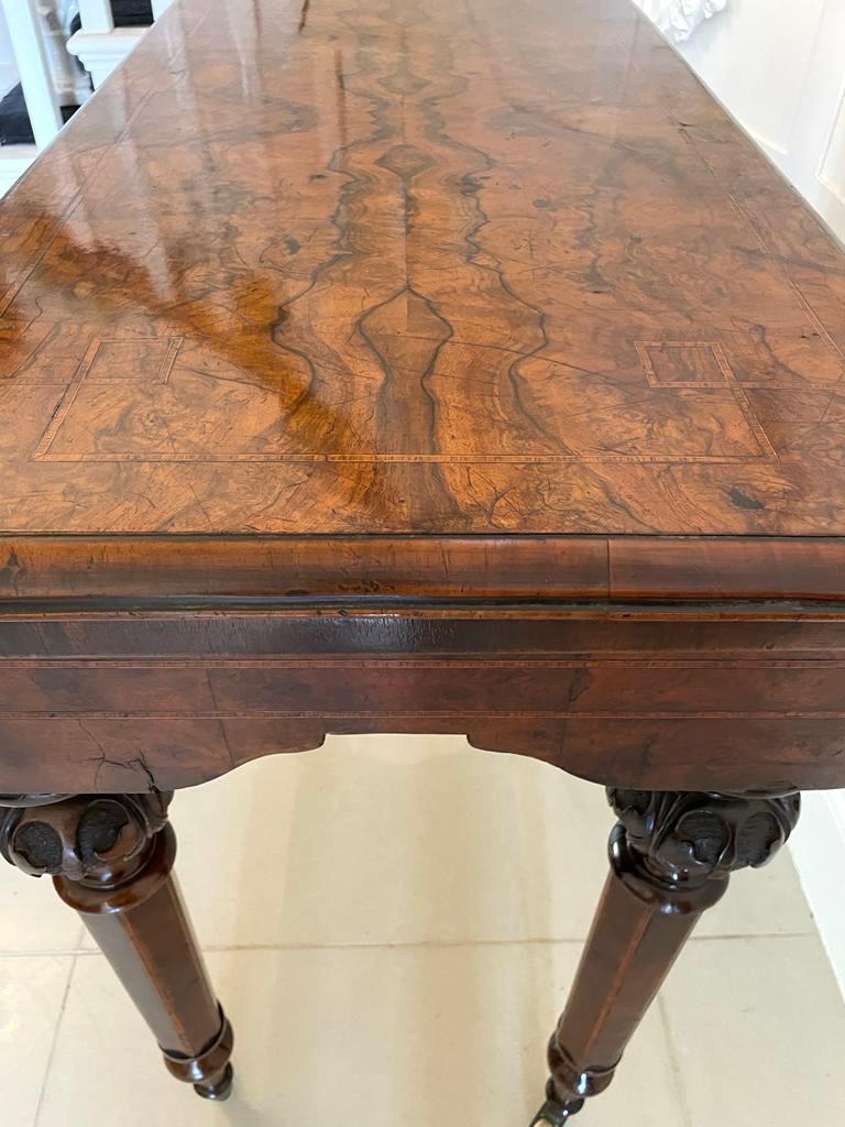Antique Victorian Quality Burr Walnut Inlaid Freestanding Card/Side Table For Sale 3