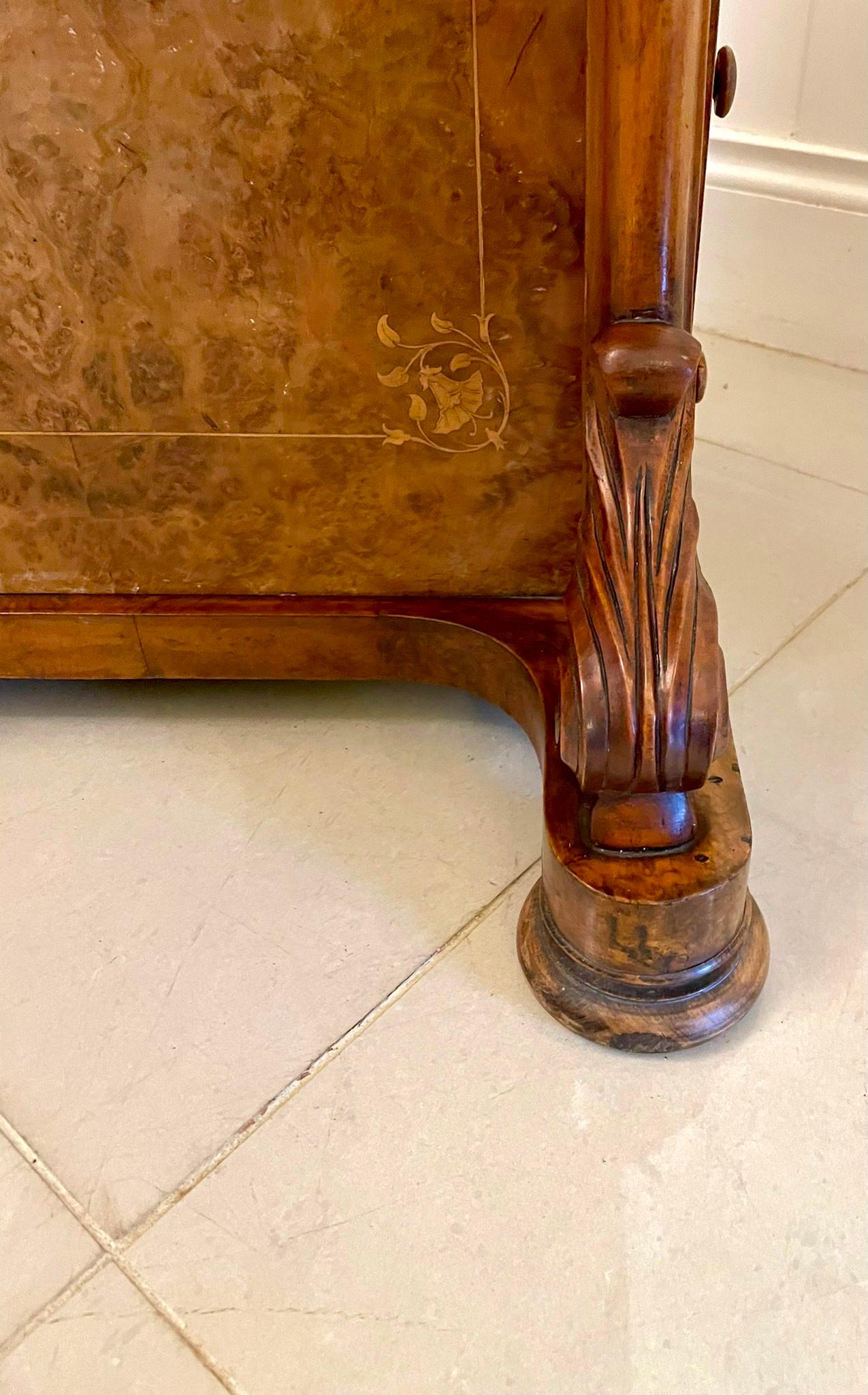 Antique Victorian Quality Burr Walnut Inlaid Freestanding Davenport For Sale 6