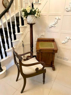 Antique Victorian Quality Burr Walnut Inlaid Freestanding Davenport