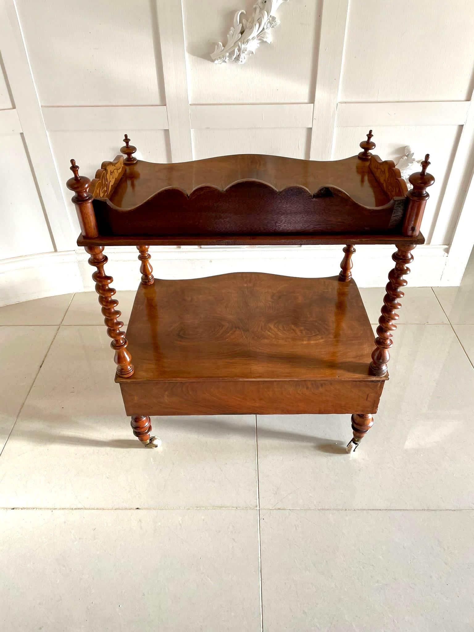 Antique Victorian Quality Burr Walnut Inlaid Lamp Table  For Sale 3