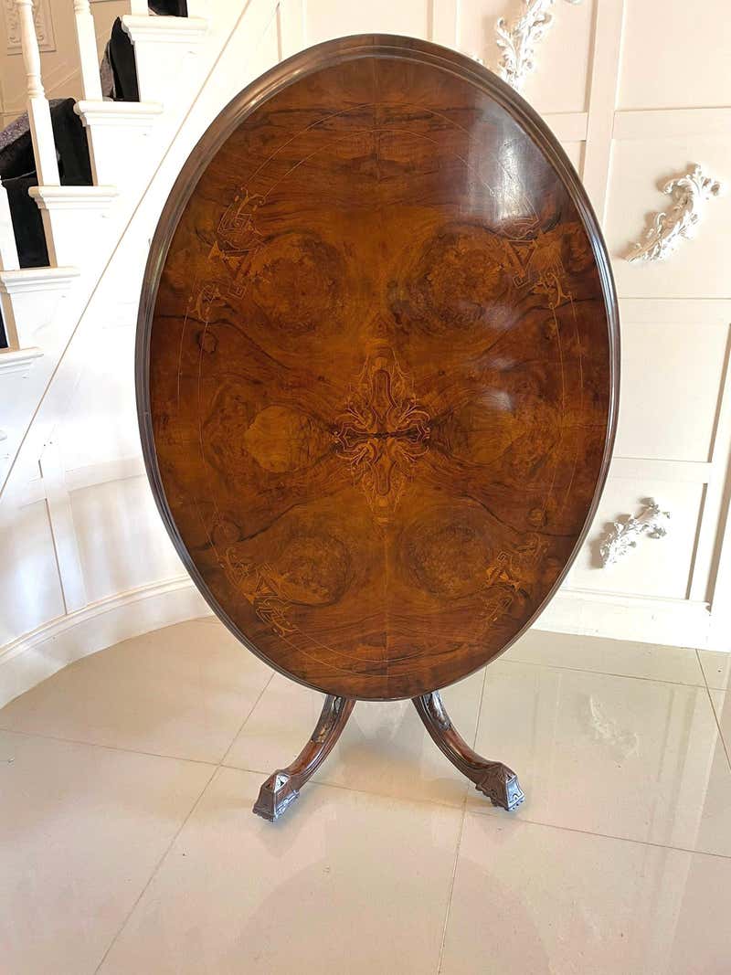 Antique Victorian Oval Carved Walnut Center Table For Sale at 1stDibs