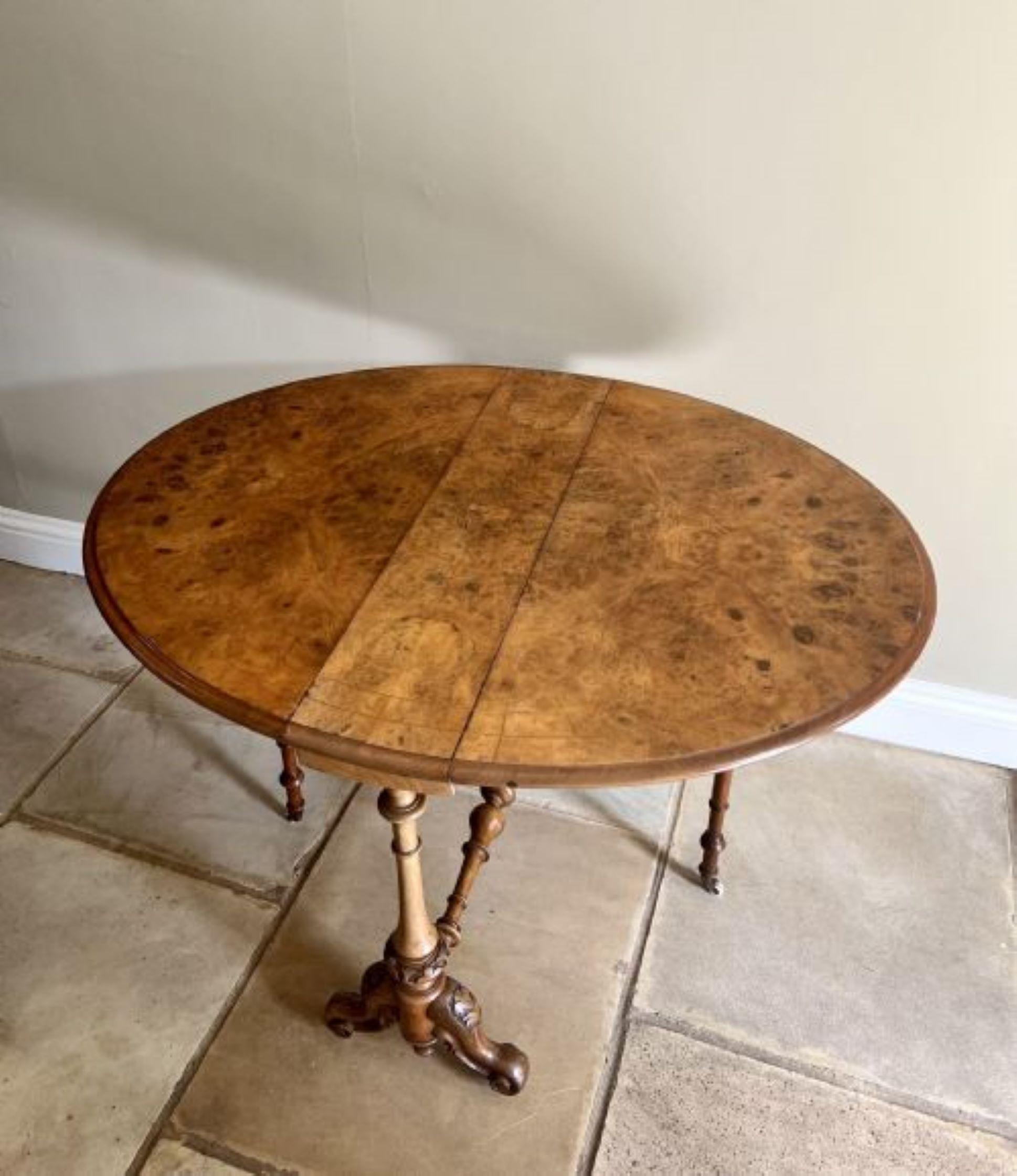 Antique Victorian quality burr walnut inlaid Sutherland table  5