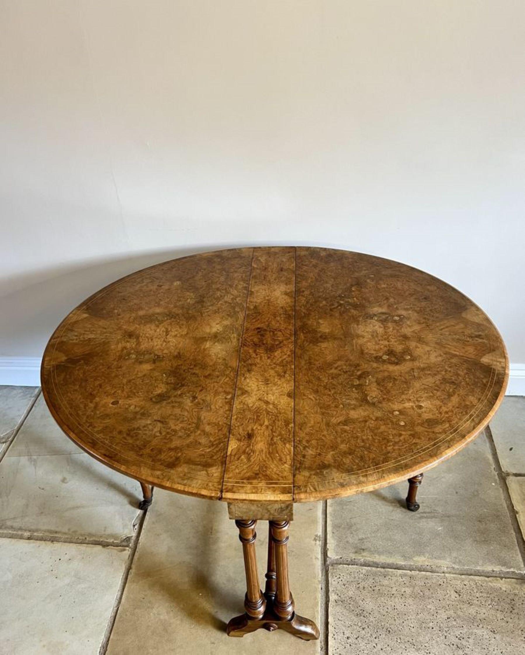 Antique Victorian quality burr walnut inlaid Sutherland table  For Sale 5