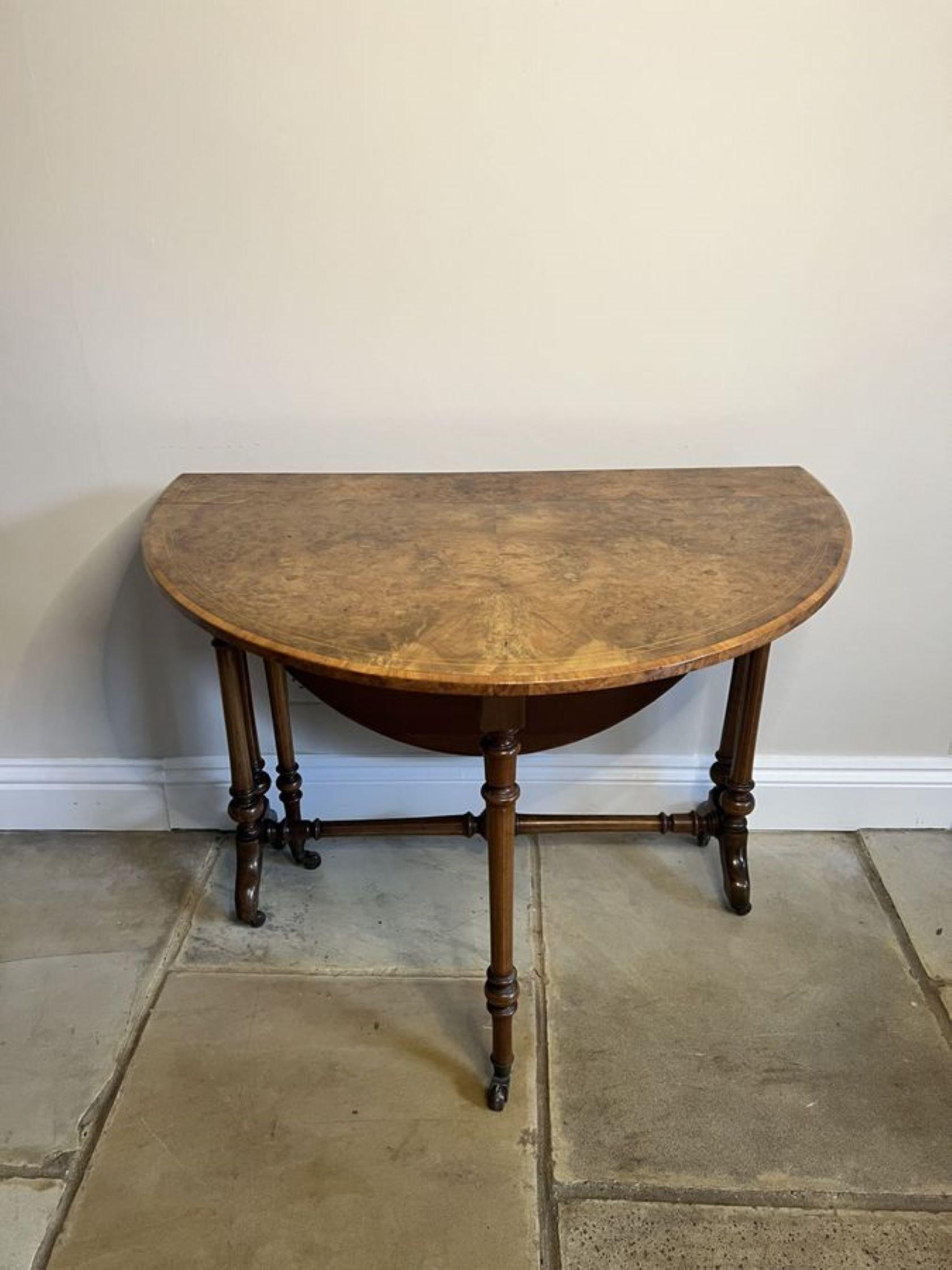 Antique Victorian quality burr walnut inlaid Sutherland table  For Sale 6