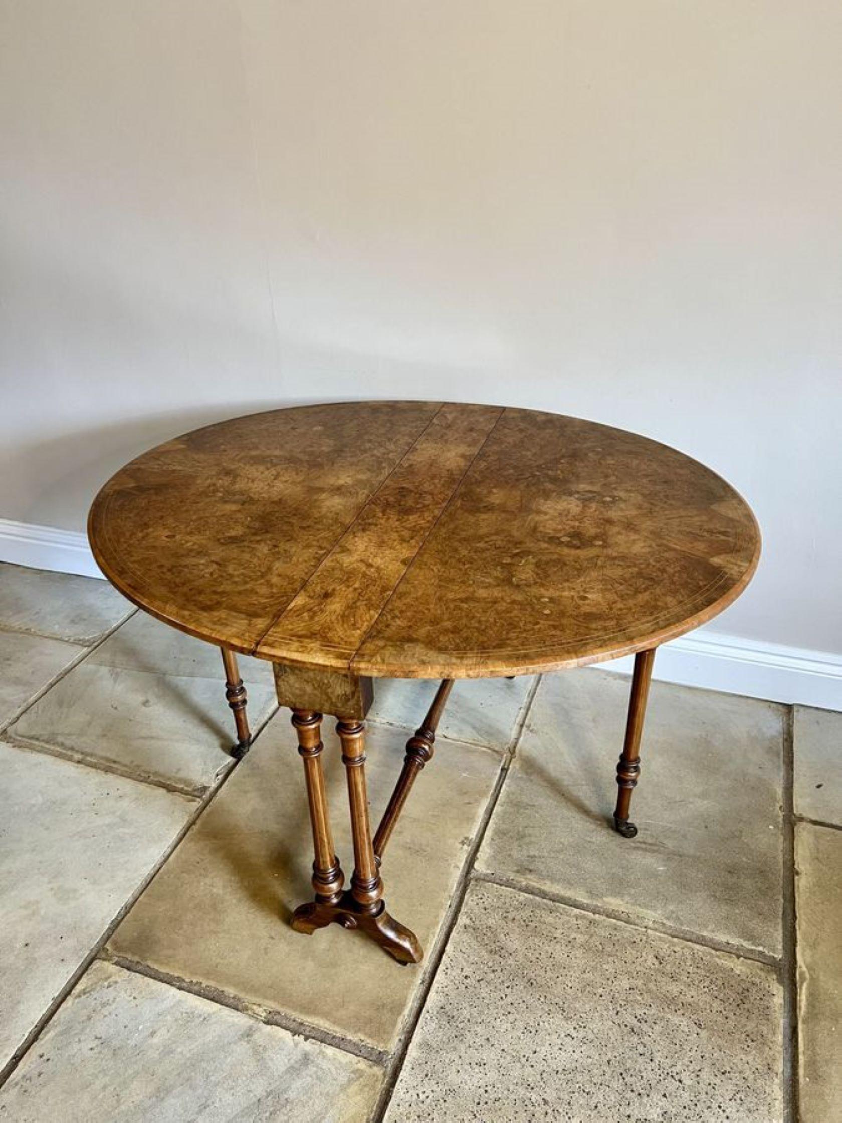 Antique Victorian quality burr walnut inlaid Sutherland table  For Sale 7