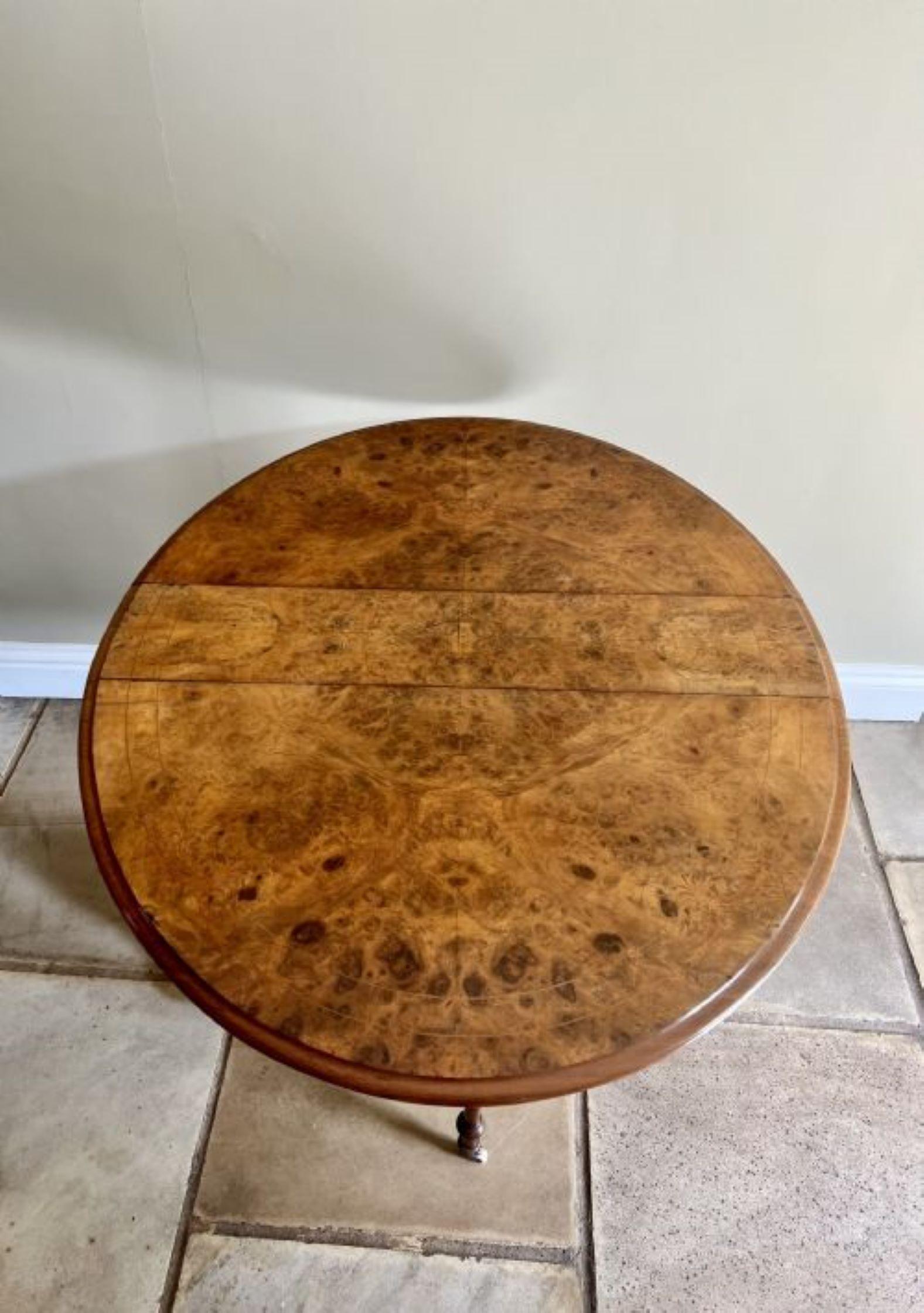 Antique Victorian quality burr walnut inlaid Sutherland table  In Good Condition In Ipswich, GB