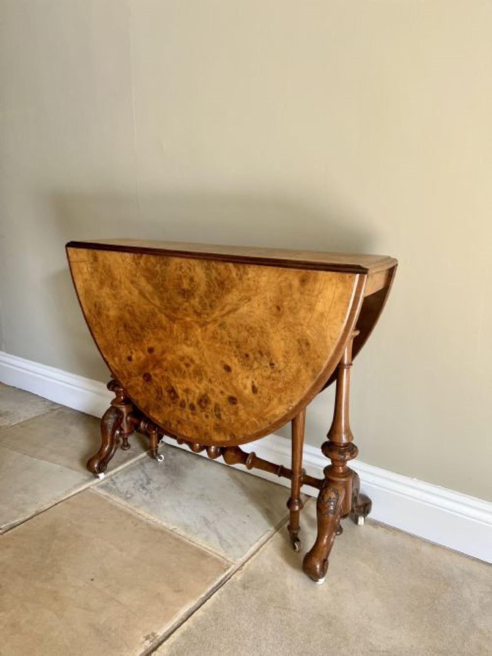 19th Century Antique Victorian quality burr walnut inlaid Sutherland table 
