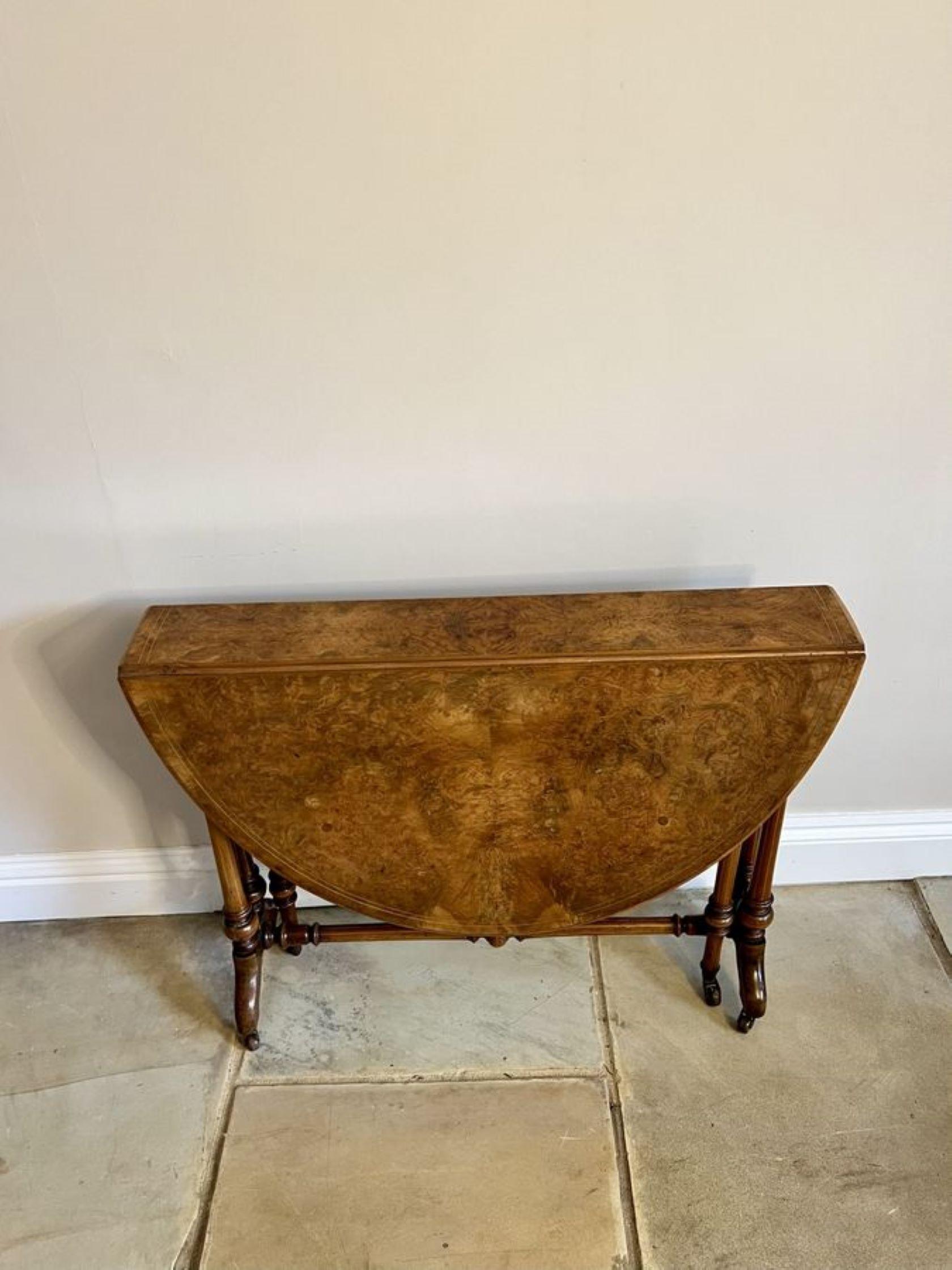 19th Century Antique Victorian quality burr walnut inlaid Sutherland table  For Sale