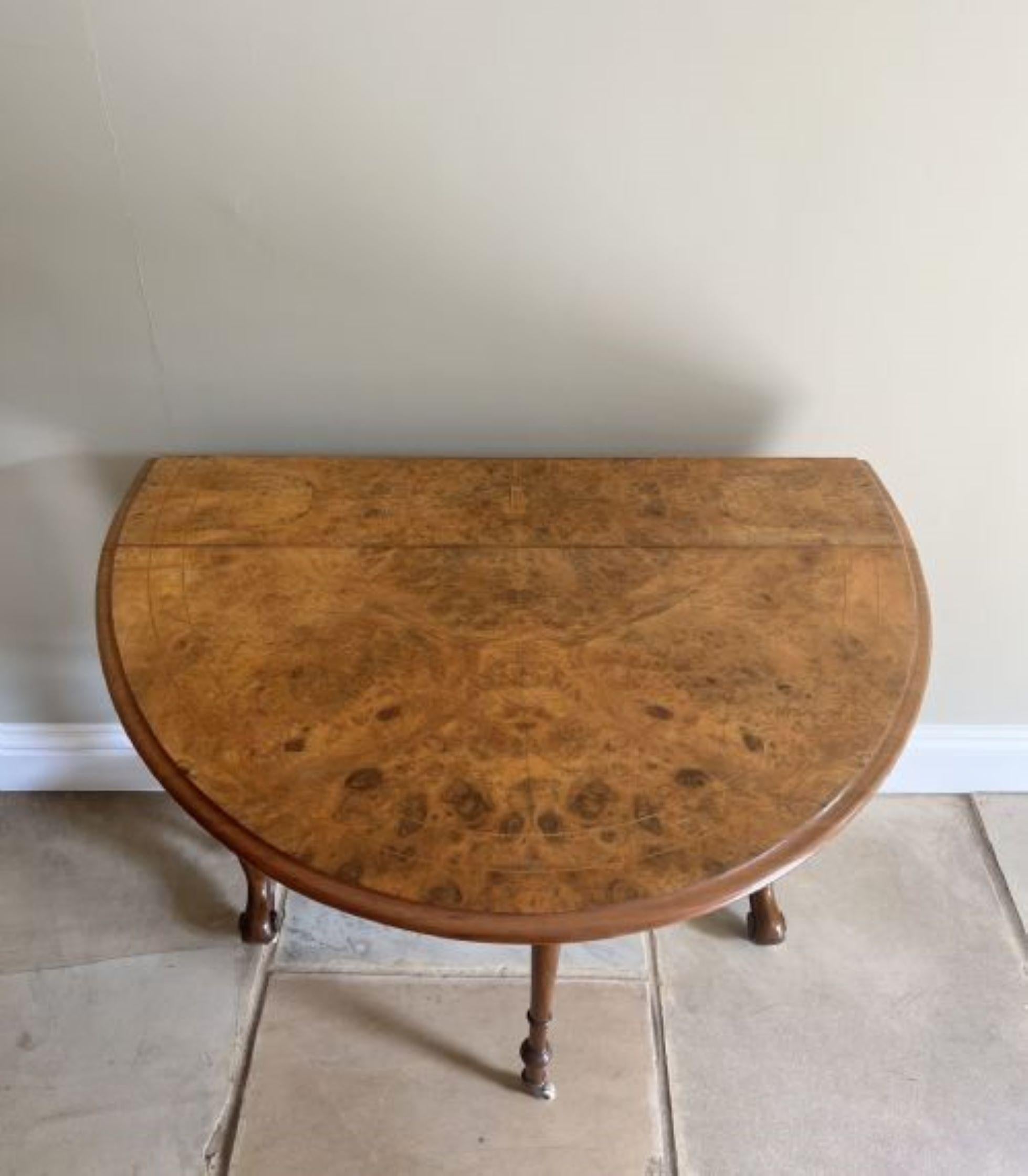 Antique Victorian quality burr walnut inlaid Sutherland table  1