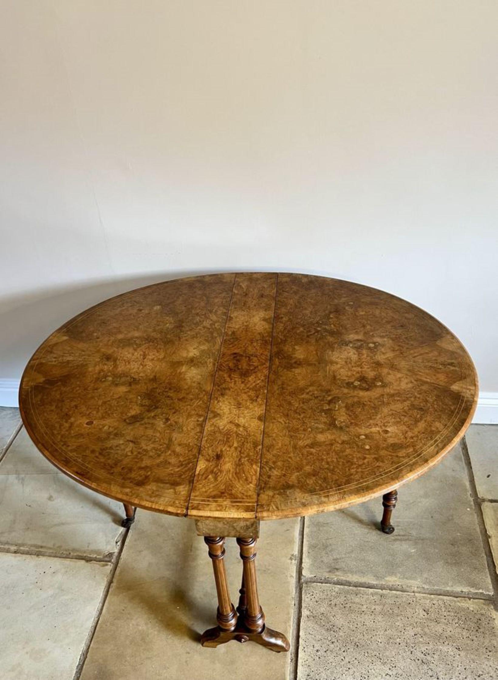 Antique Victorian quality burr walnut inlaid Sutherland table  For Sale 1