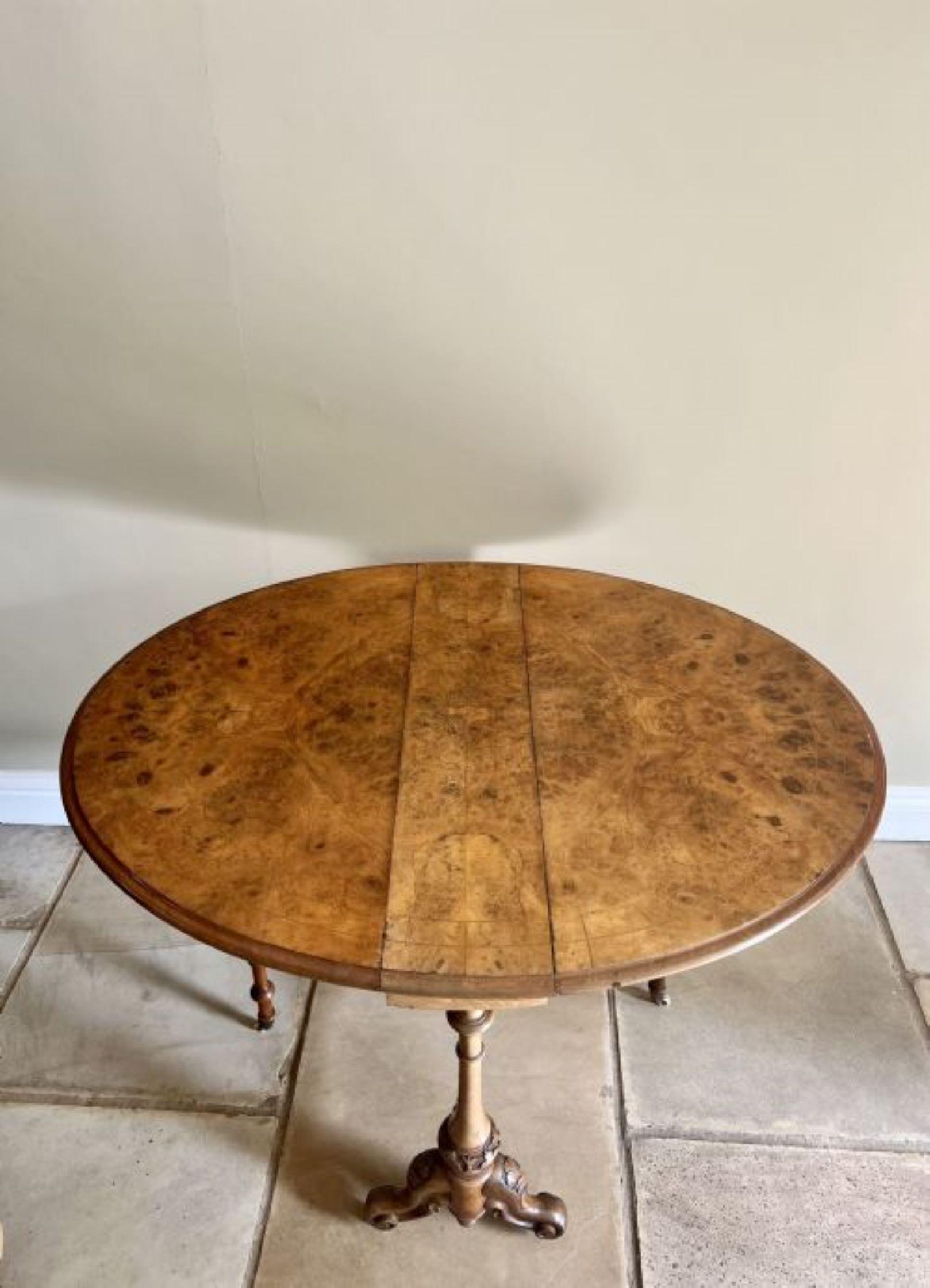 Antique Victorian quality burr walnut inlaid Sutherland table  2