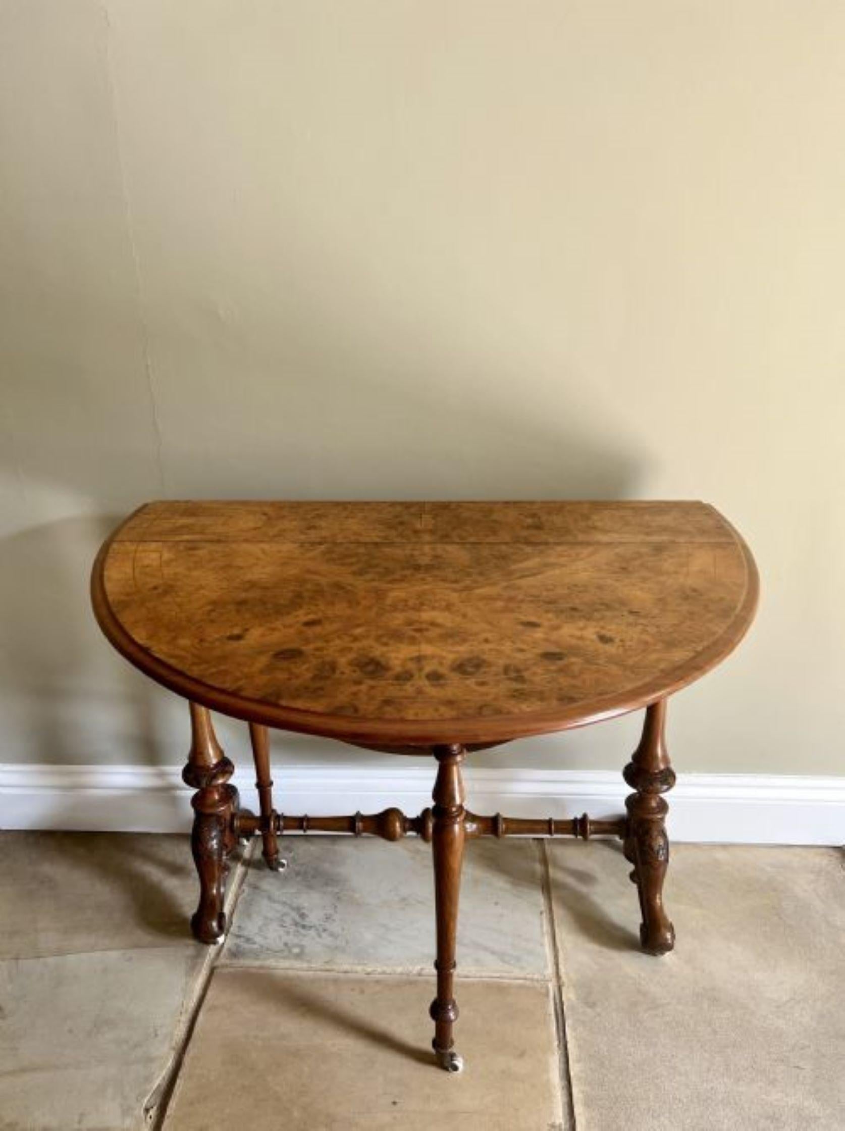 Antique Victorian quality burr walnut inlaid Sutherland table  3