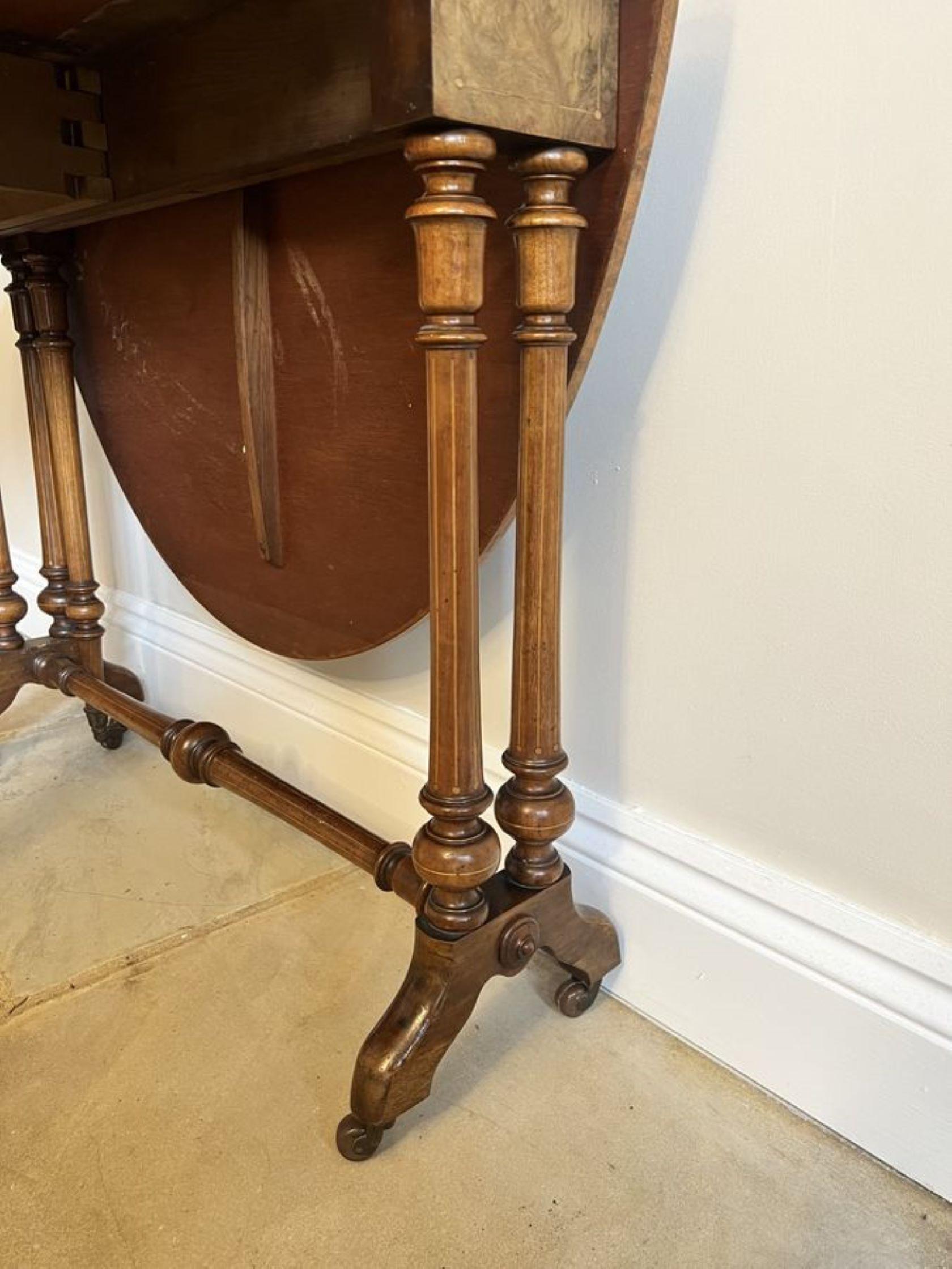 Antique Victorian quality burr walnut inlaid Sutherland table  For Sale 3