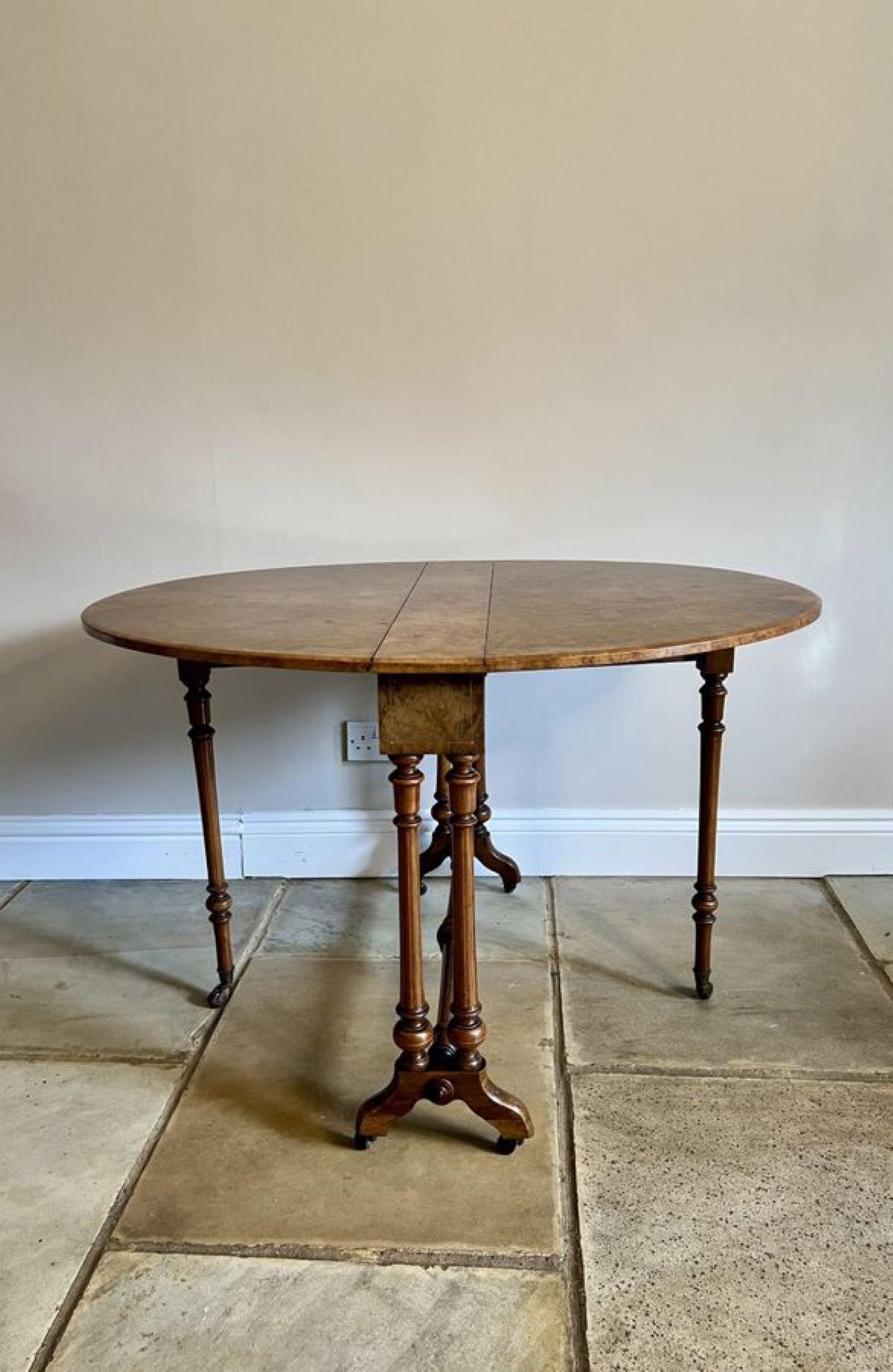 Antique Victorian quality burr walnut inlaid Sutherland table  For Sale 4