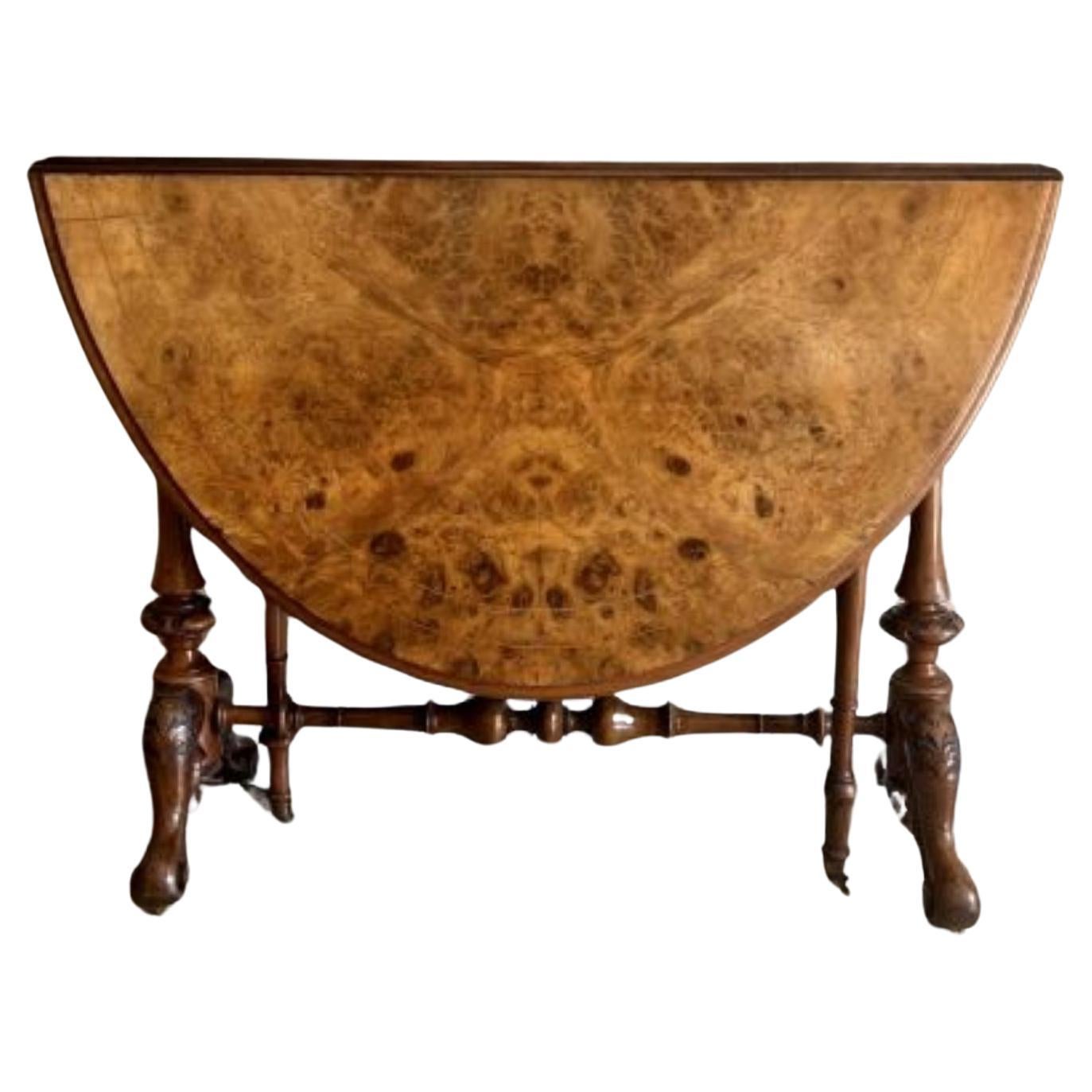 Antique Victorian quality burr walnut inlaid Sutherland table 