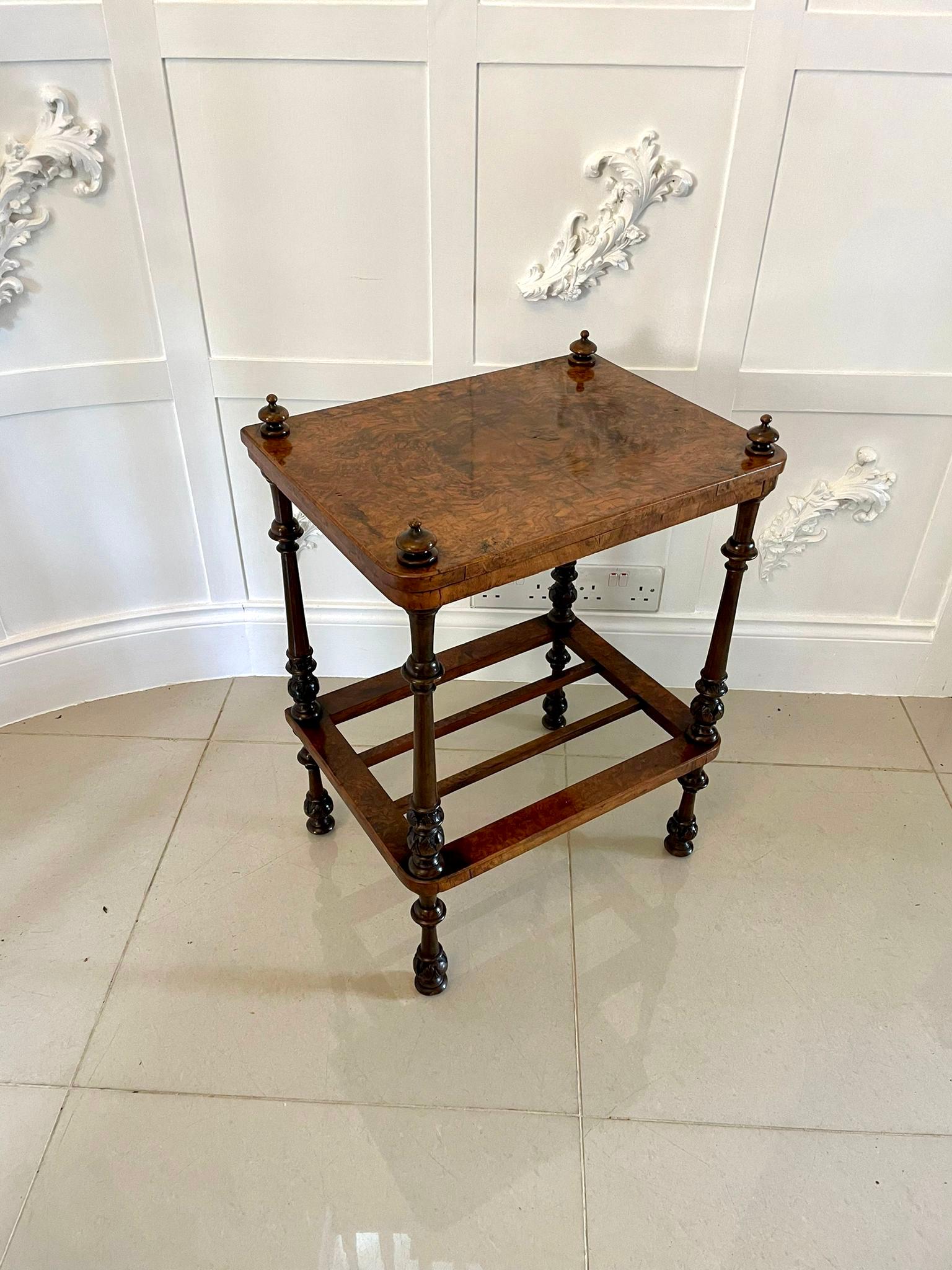 English Antique Victorian Quality Burr Walnut Lamp Table