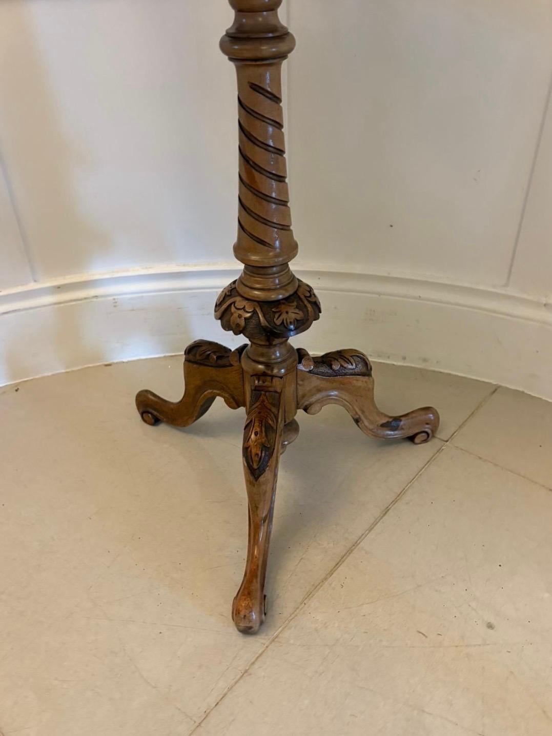Antique Victorian Quality Burr Walnut Lamp Table For Sale 3
